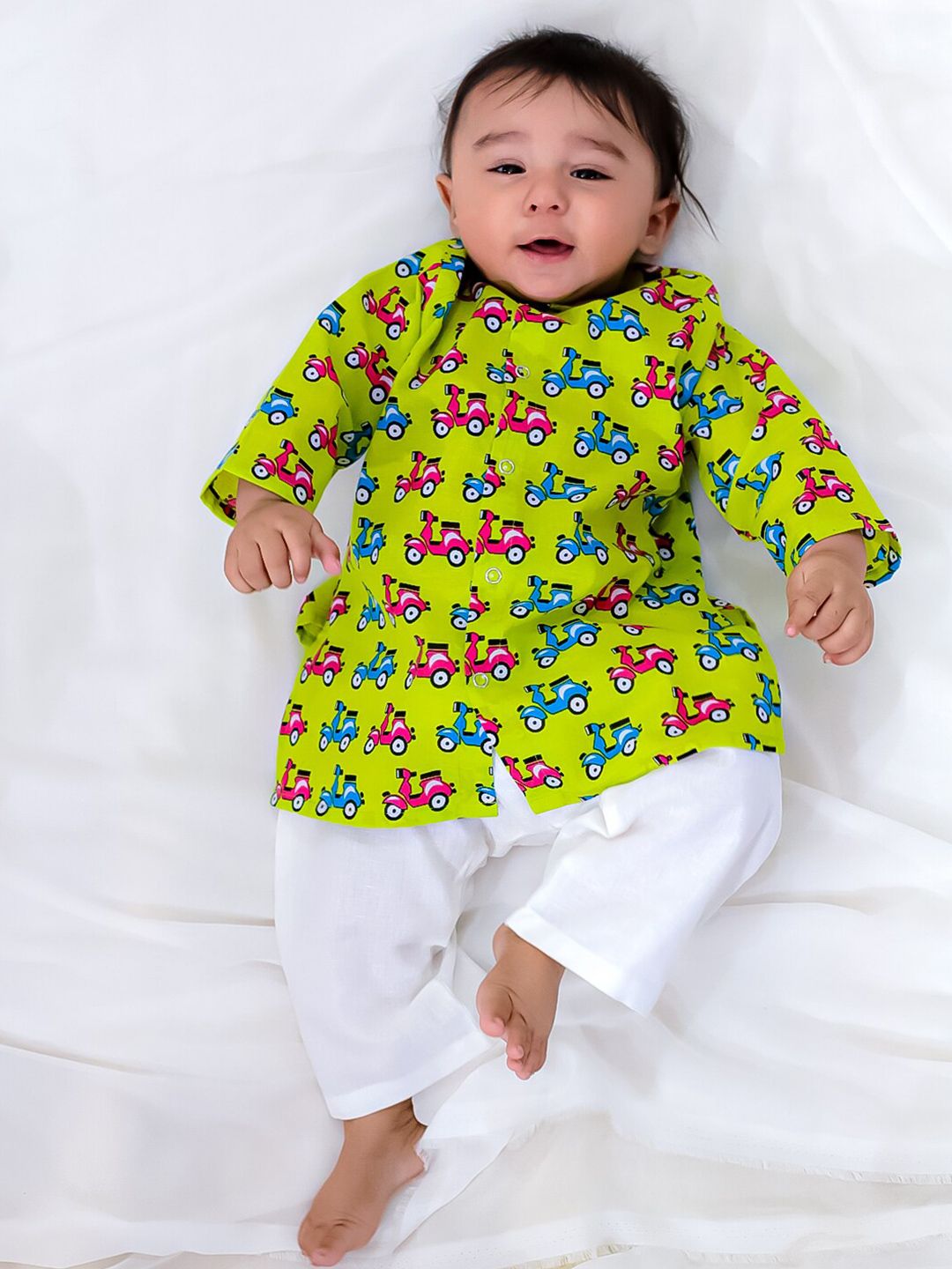 BownBee Infants Abstract Printed Mandarin Collar Pure Cotton Straight Kurta With Pyjamas-picture-50
