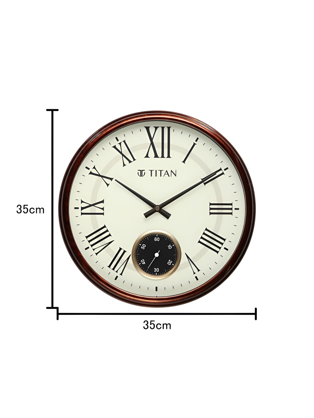 Titan White & Brown Printed Vintage Round Wall Clock