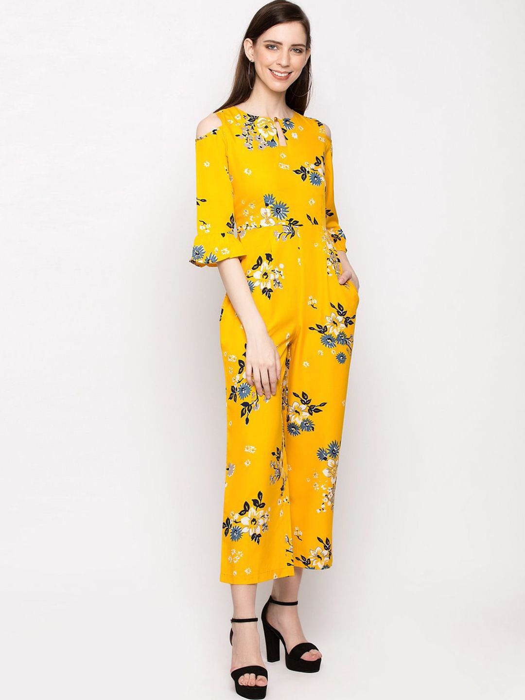Slenor Printed Cold Shoulder Basic Jumpsuit-picture-34
