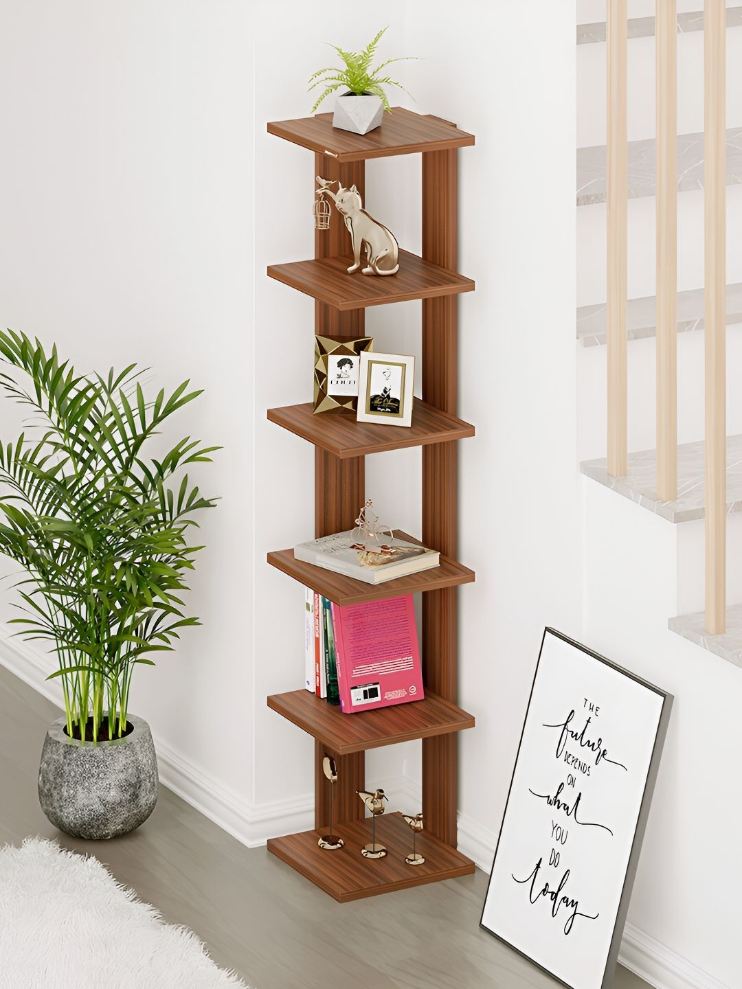 bluewud Brown Wood Wall Shelf