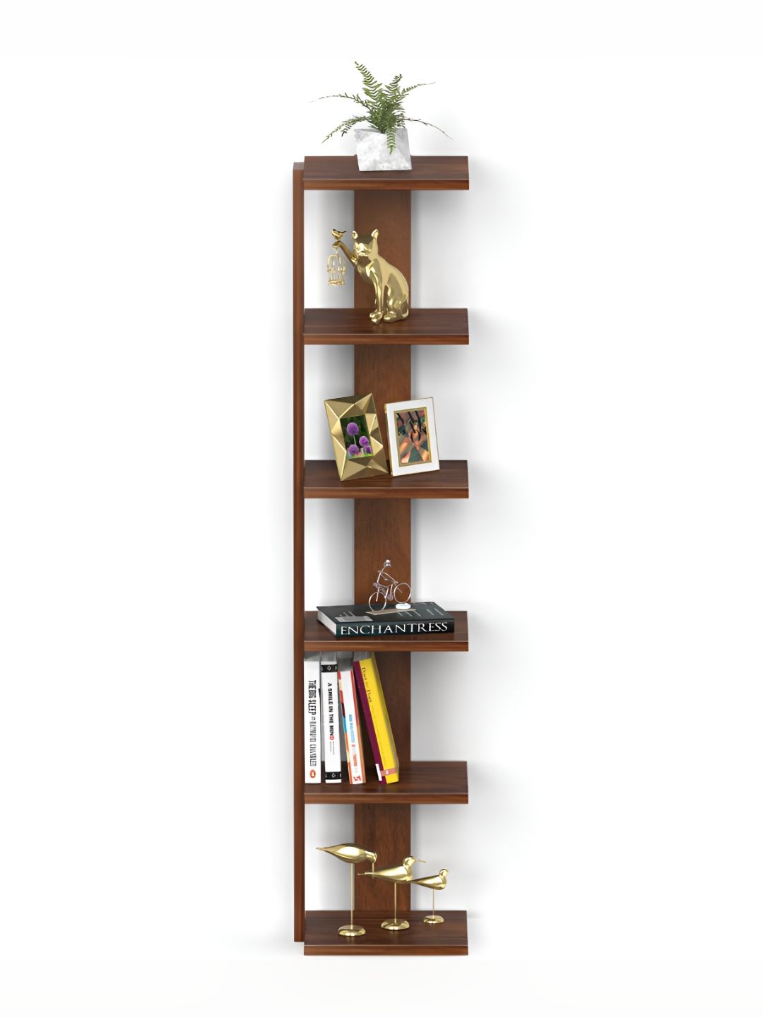 bluewud Braine Brown Wooden Basic Wall Shelf