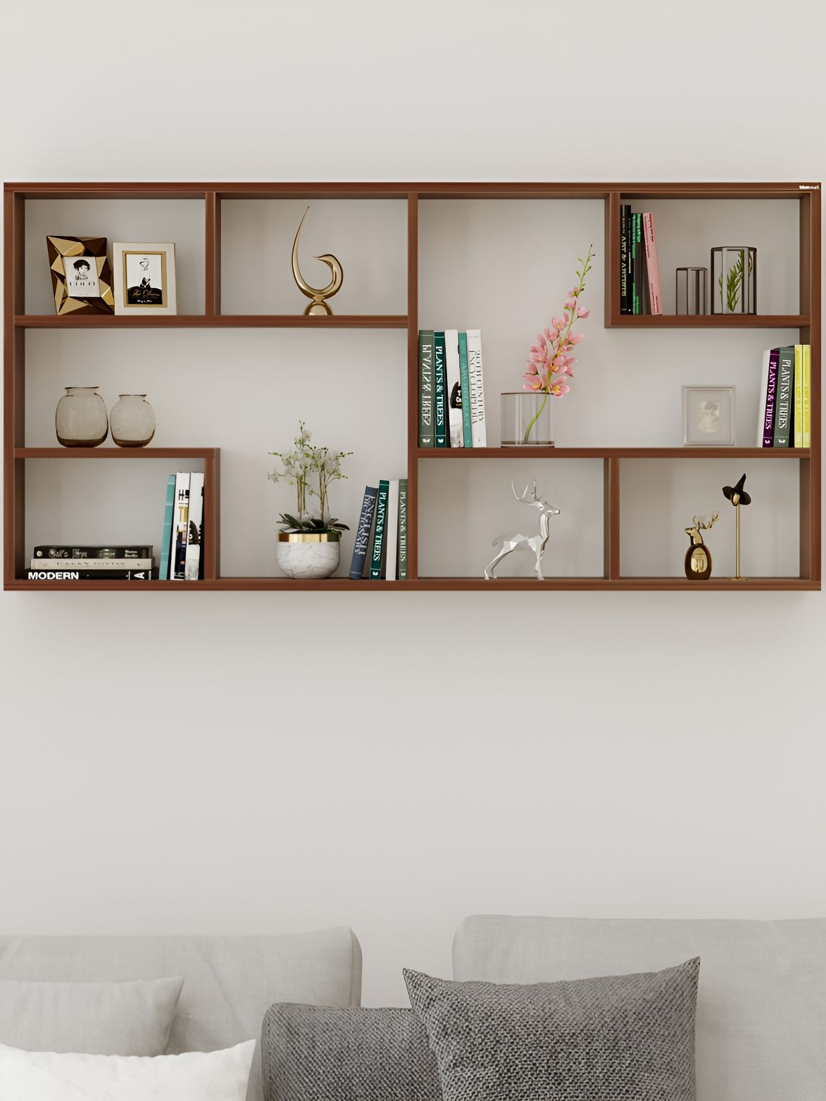 bluewud Petree Brown Wooden Basic Wall Shelf