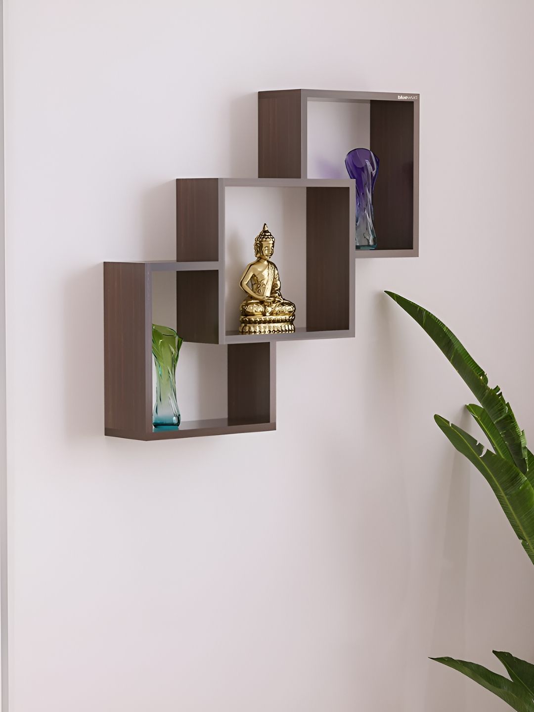 bluewud Grubbin Brown Wooden Corner Wall Shelf-picture-27