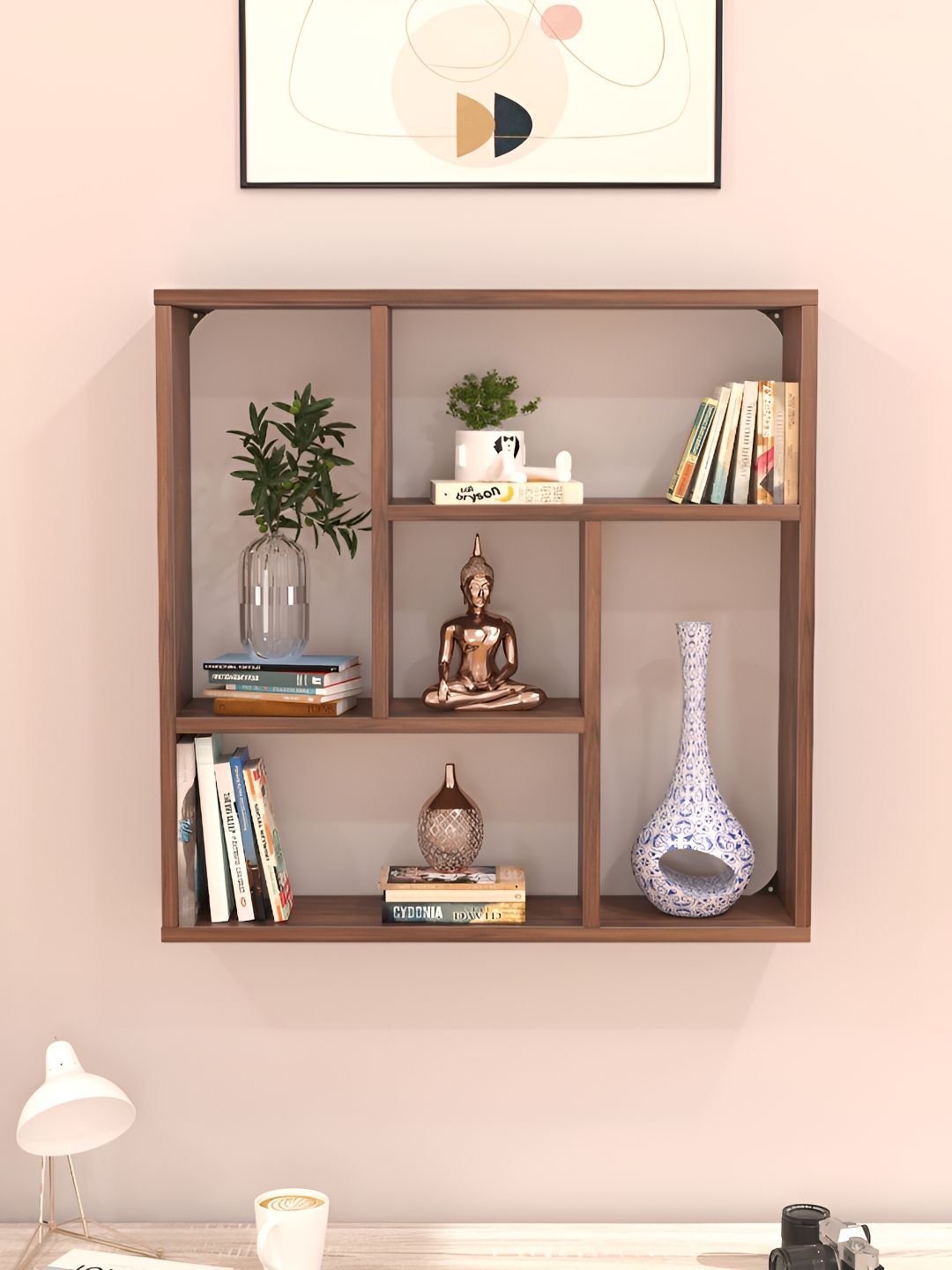 bluewud Javis Brown Wooden Basic Wall Shelf-picture-12
