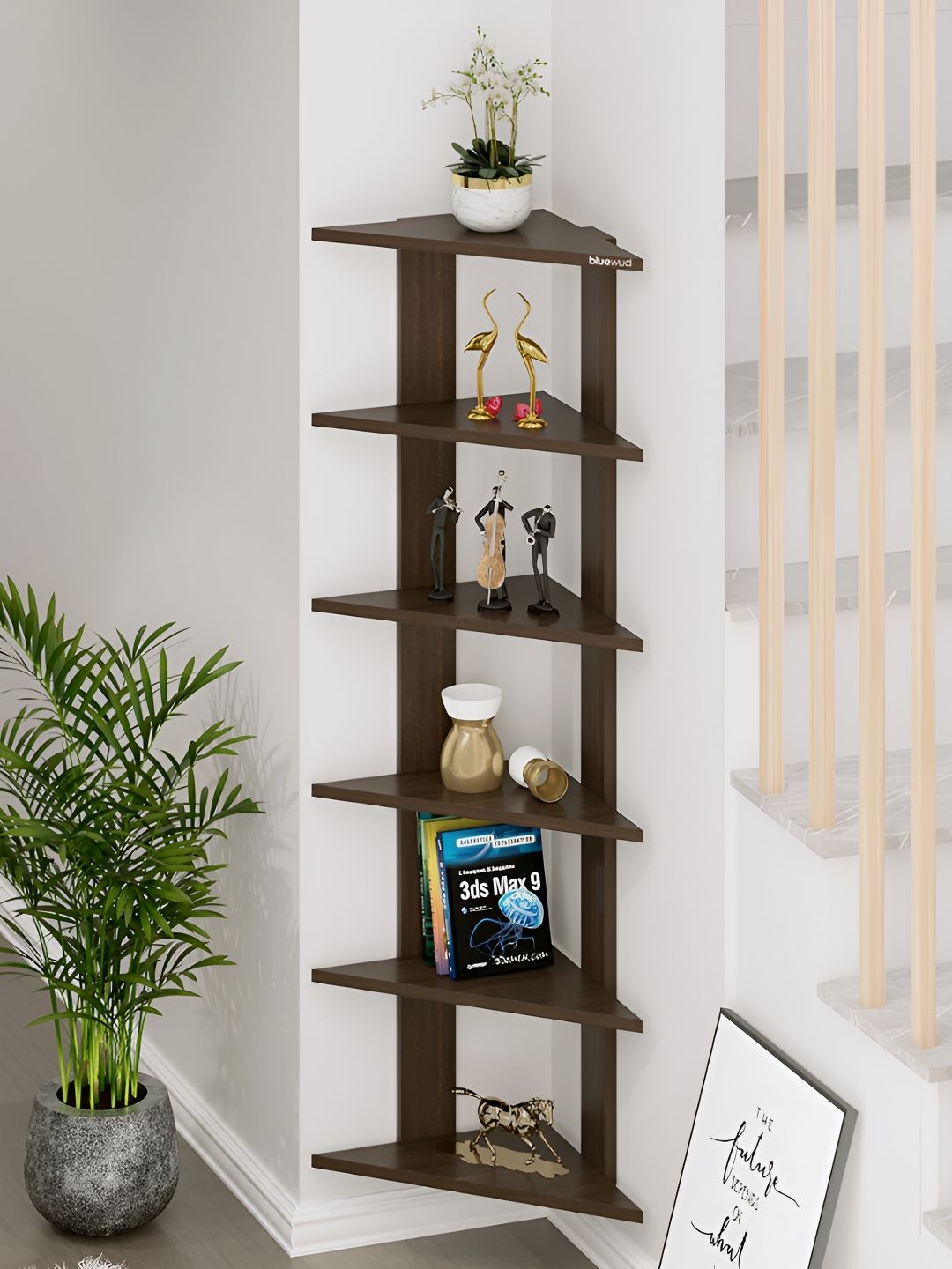 bluewud Brown Wood Wall Shelf-image-45