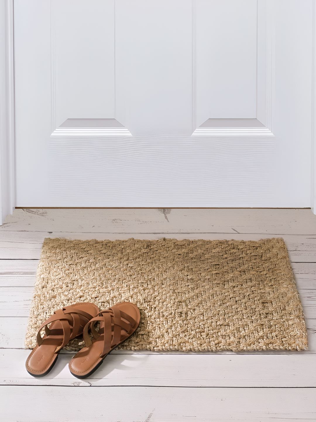 Fabindia Brown Rectangular Natural Jute Woven Floor Mats & Dhurrie-image-17