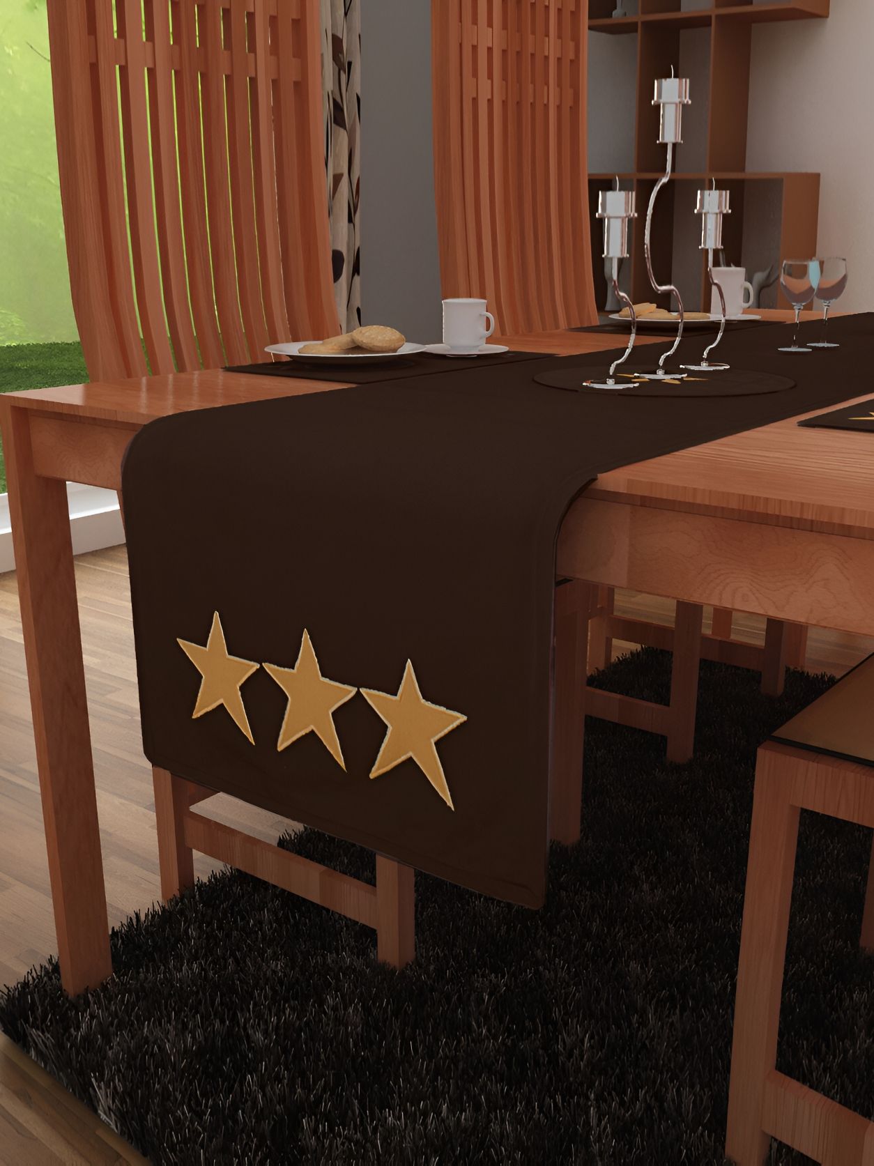 Home Heart Brown Printed Cotton Table Runners-picture-16