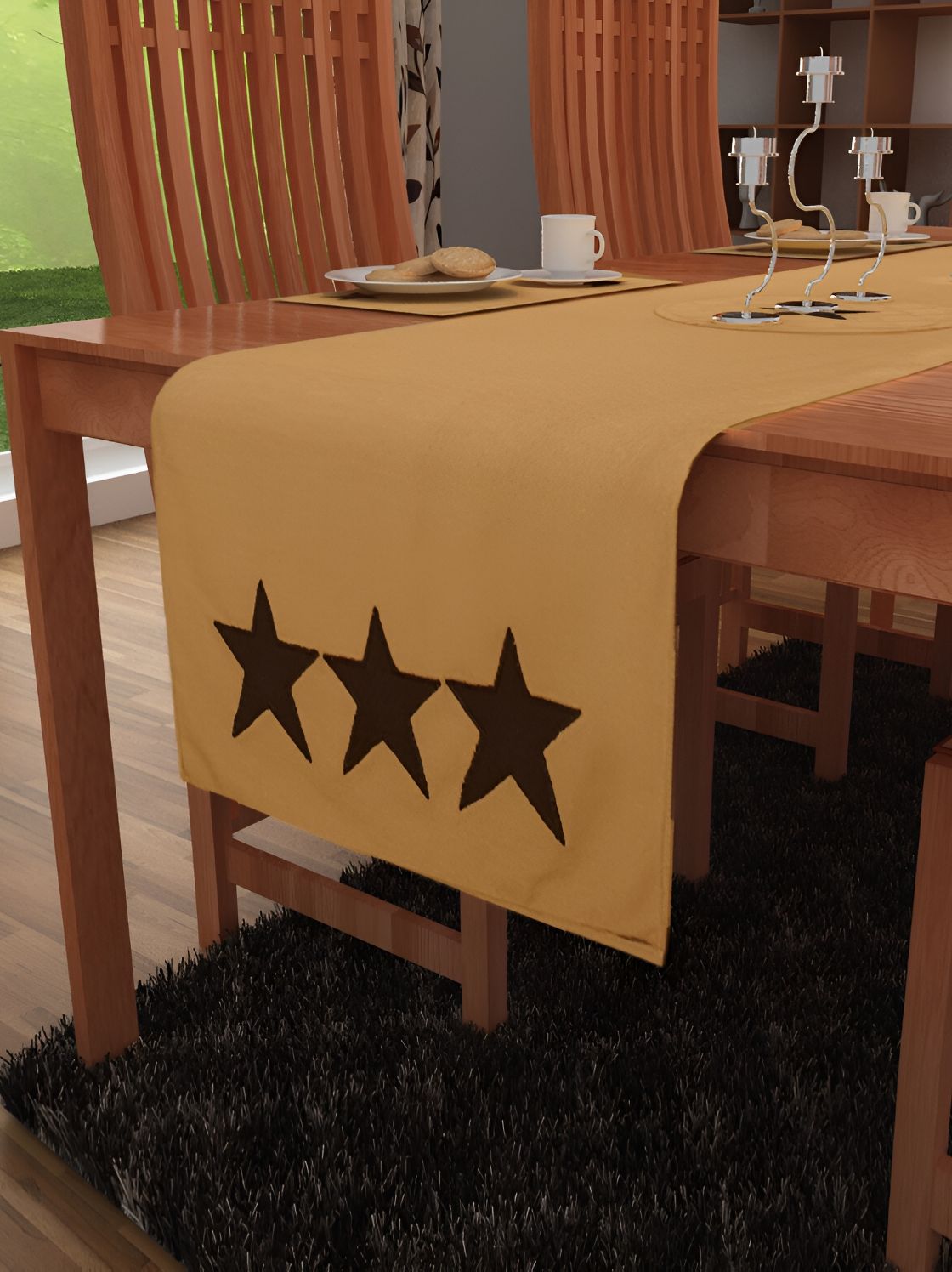 Home Heart Beige & Brown Printed Cotton Table Runner-picture-28