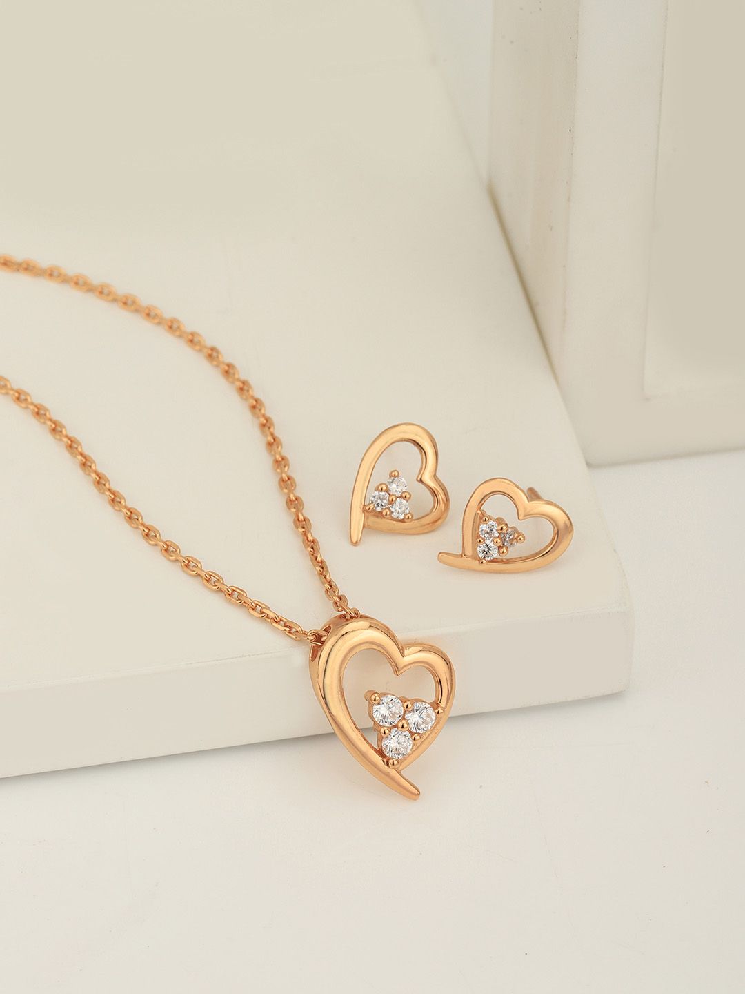 VANBELLE 925 Sterling Silver 18kt Rose Gold Plated CZ Studded Handcrafted Jewellery Set-picture-36