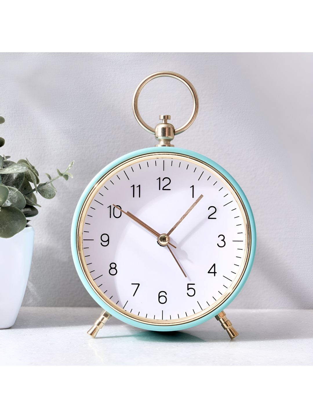 Home Centre Teal & White Analogue Contemporary Table Clock-picture-52