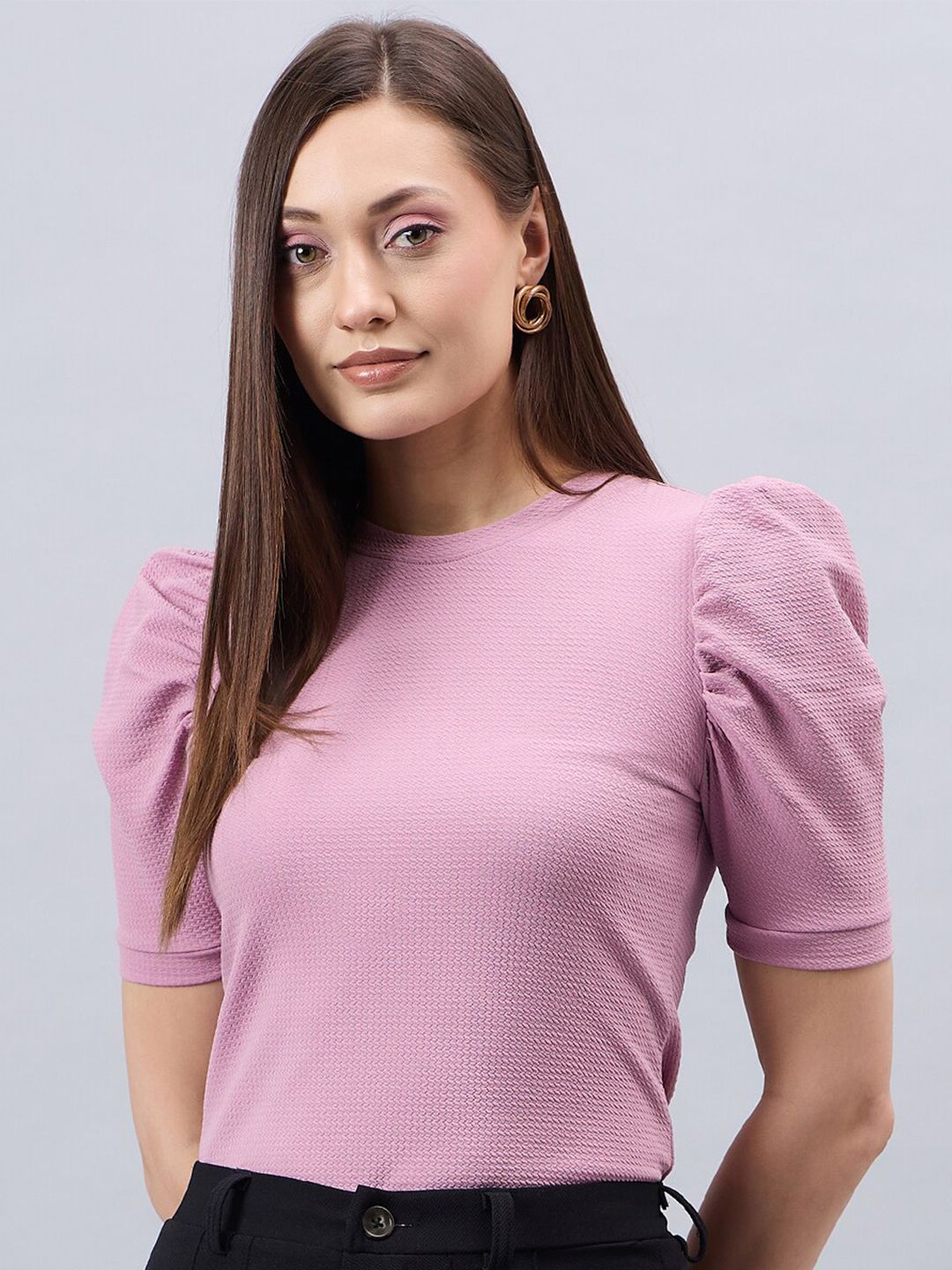 Style Quotient Lavender Puff Sleeve Fitted Top-picture-24
