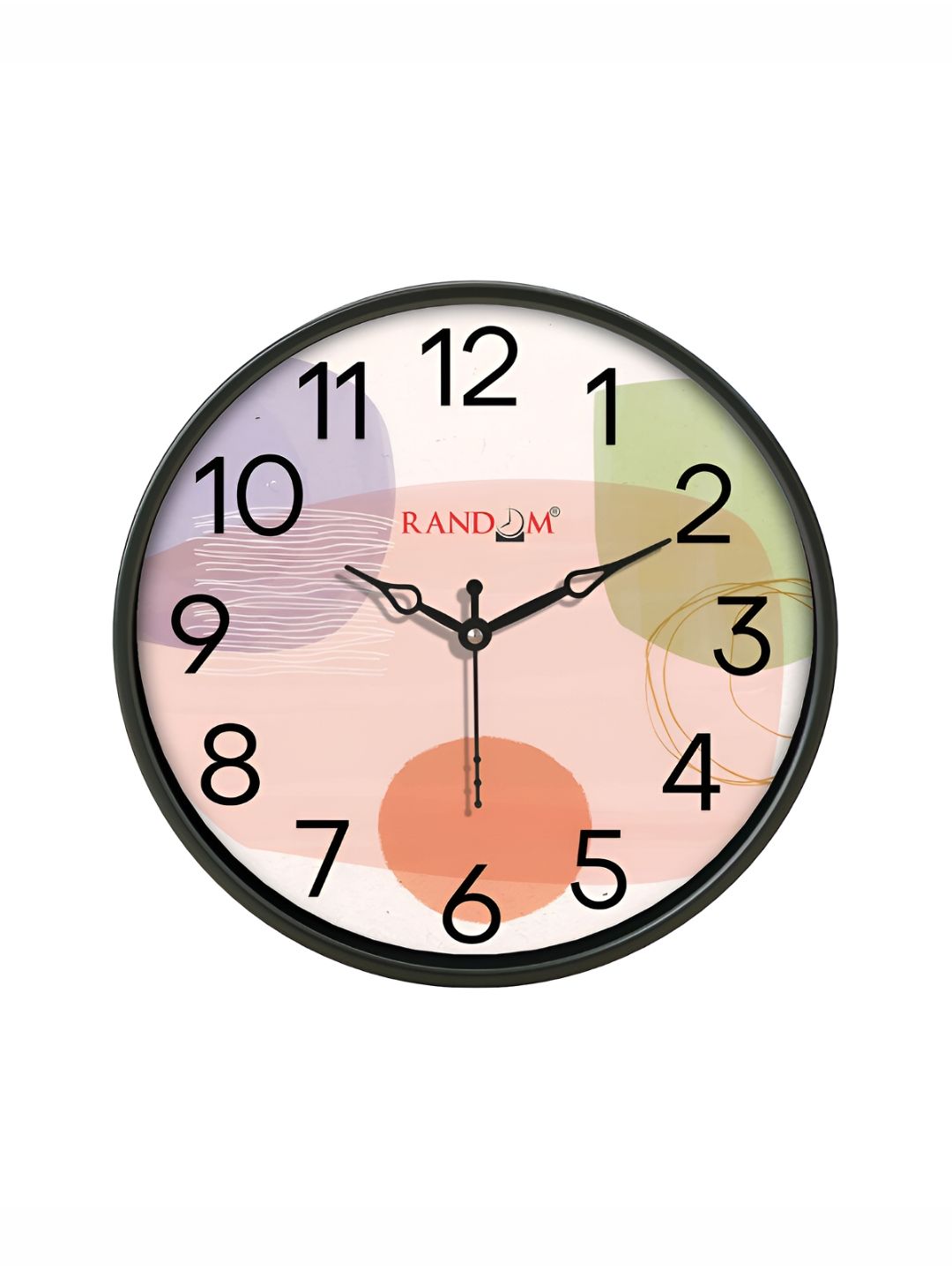 RANDOM Black & Peach-Coloured Printed Contemporary Wall Clock-image-26