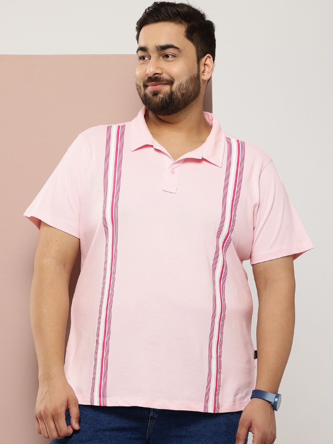 Sztori Plus Size Regular-Fit Striped Pure Cotton T-shirt-picture-24
