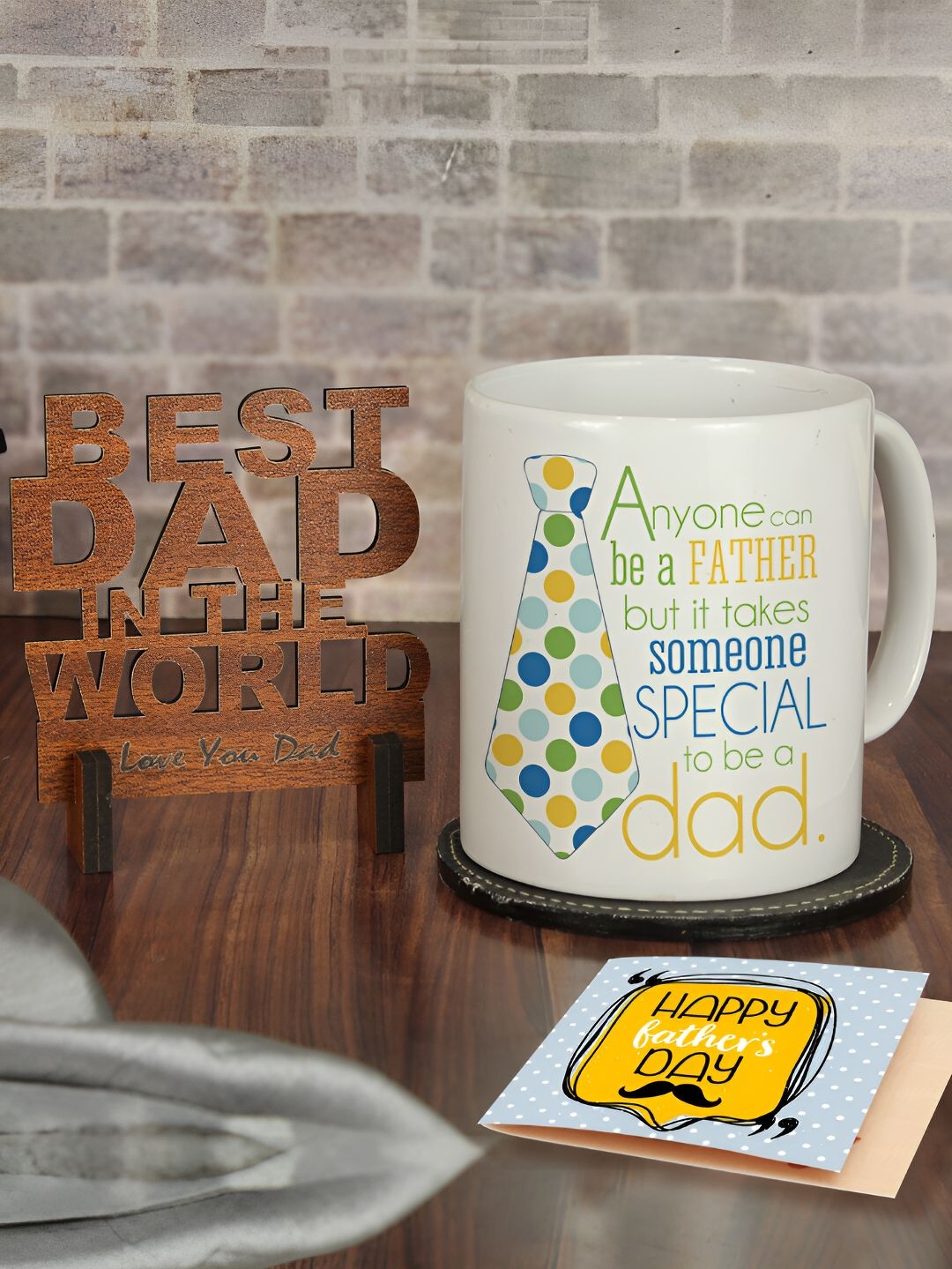 TIED RIBBONS White & Blue 3 Pieces Fathers Day Printed Home Gift Sets-picture-37