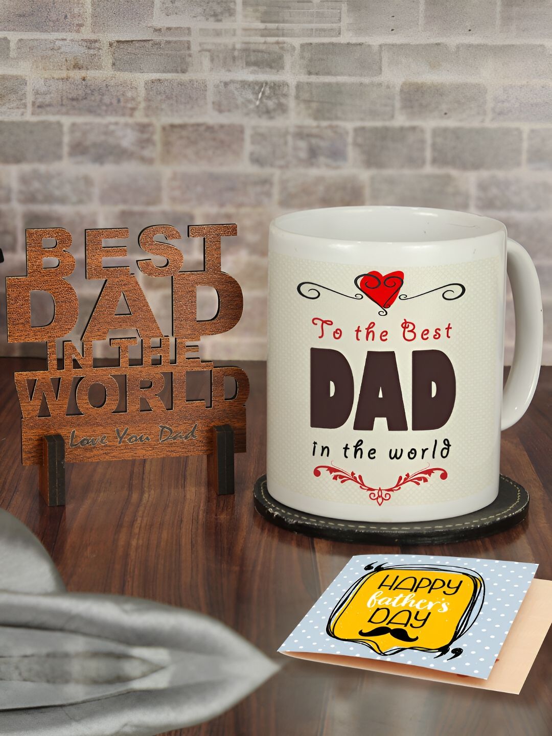 TIED RIBBONS Brown 3 Pieces Wooden & ceramic Fathers day Gift Set-picture-38