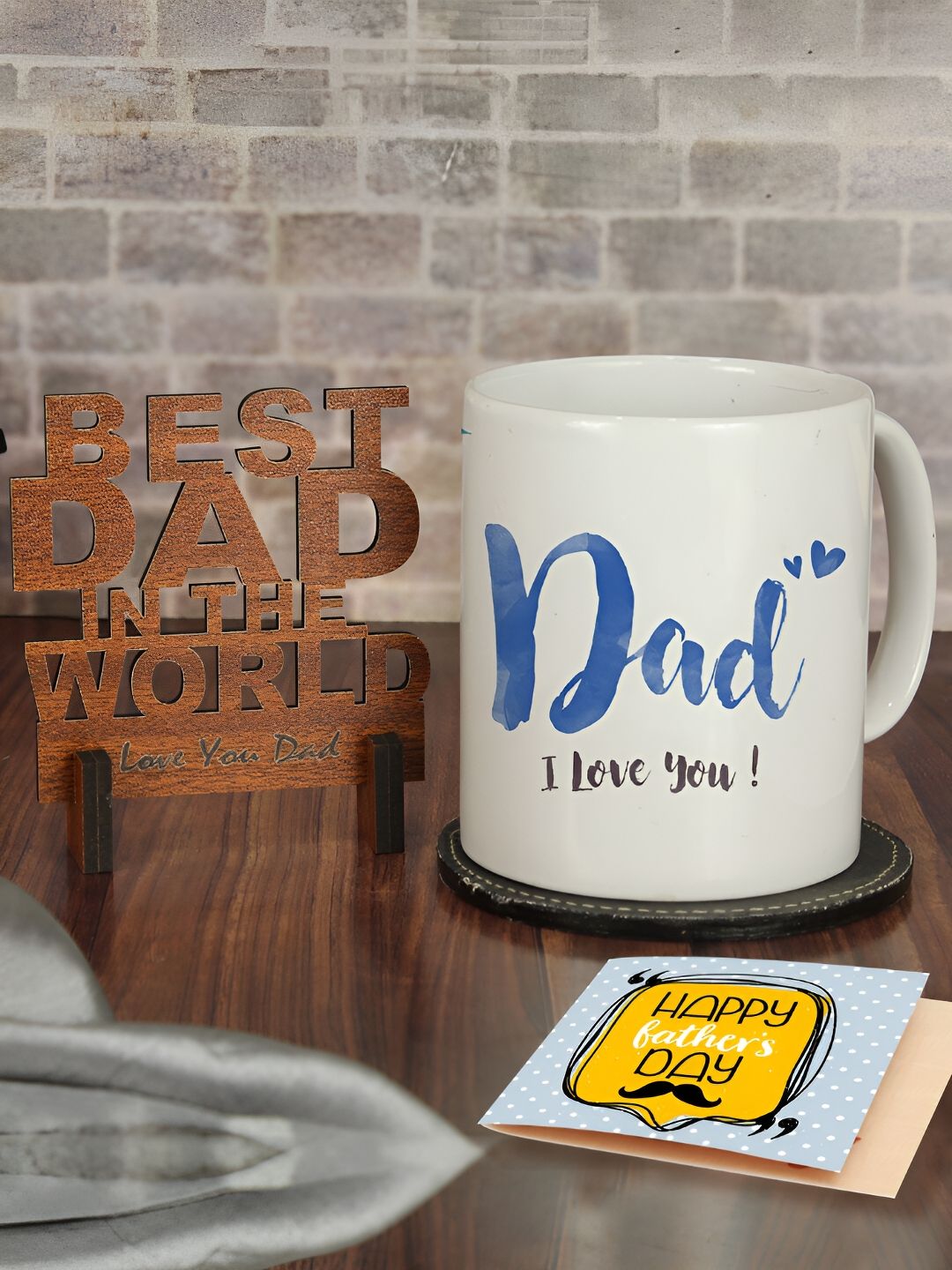 TIED RIBBONS White & Blue 3 Pieces Printed Fathers Day Gift Set-image-49