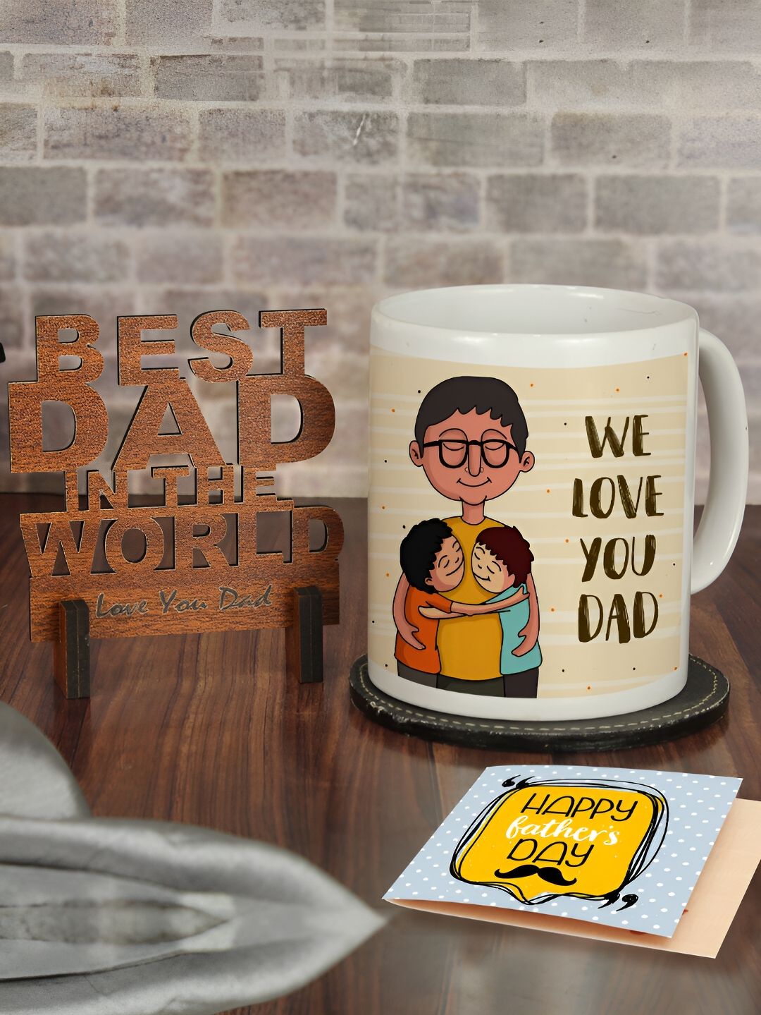 TIED RIBBONS Brown & Blue 3 Pieces Fathers Day Printed Home Gift Sets-picture-18