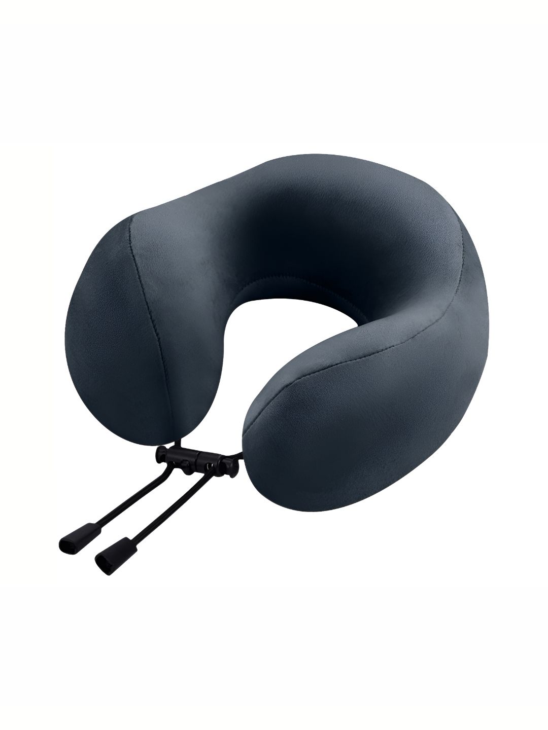 BILLEBON Grey Memory Foam Filled Faux Velvet Breathable Travel Pillow-picture-15