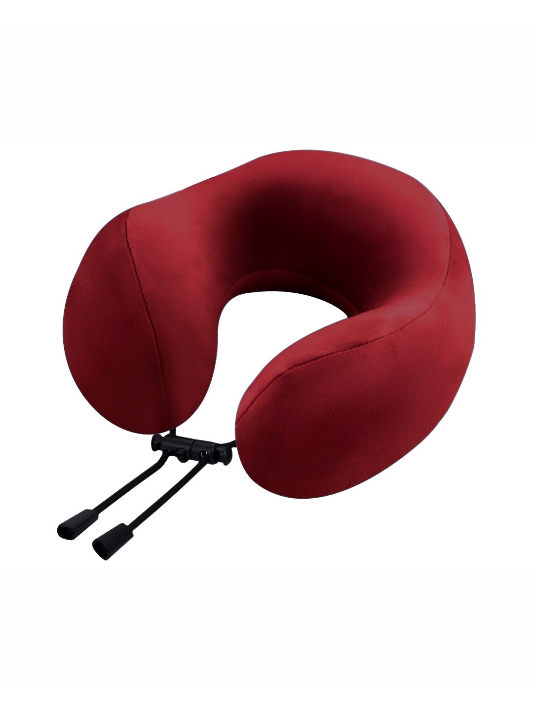 BILLEBON Red Faux Velvet Breathable Travel Neck Pillow-picture-25