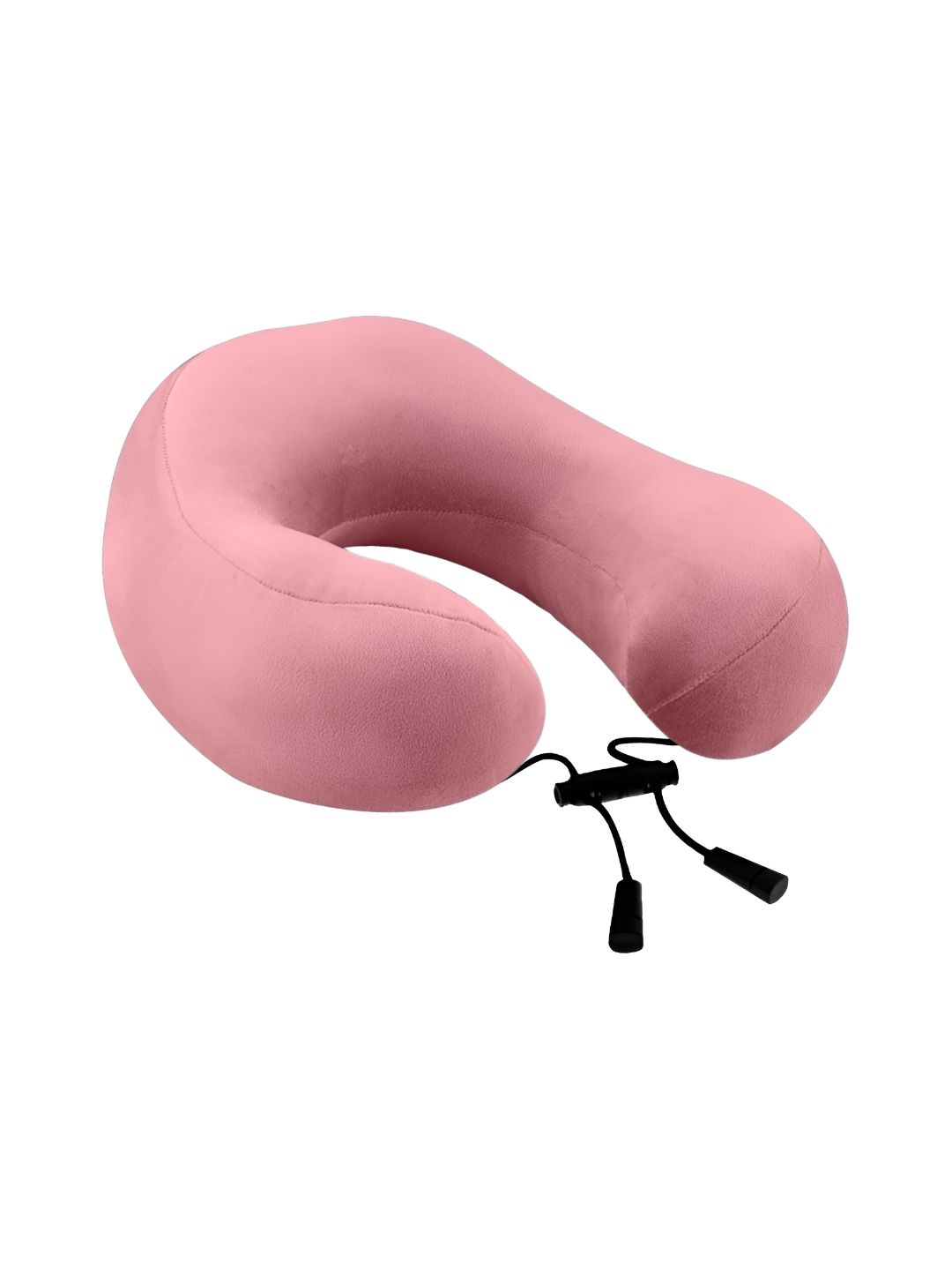BILLEBON Pink Faux Velvet Breathable Travel Pillow-image-10