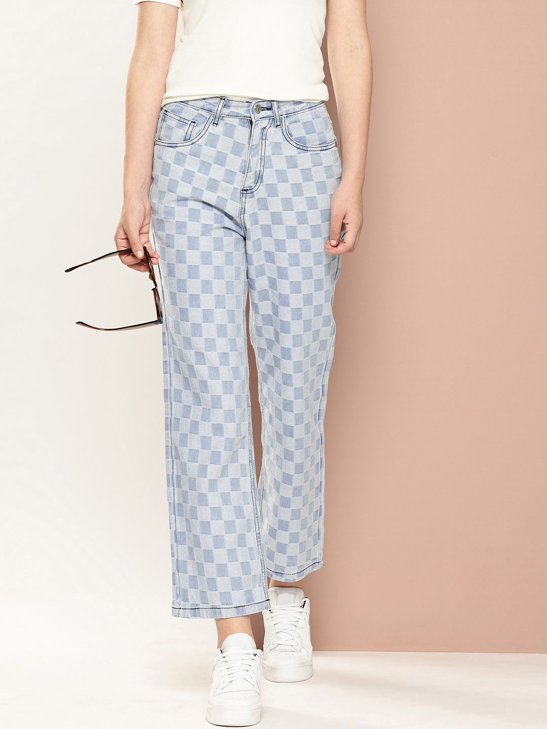 Harvard Women Checked Pure Cotton Jeans-image-27