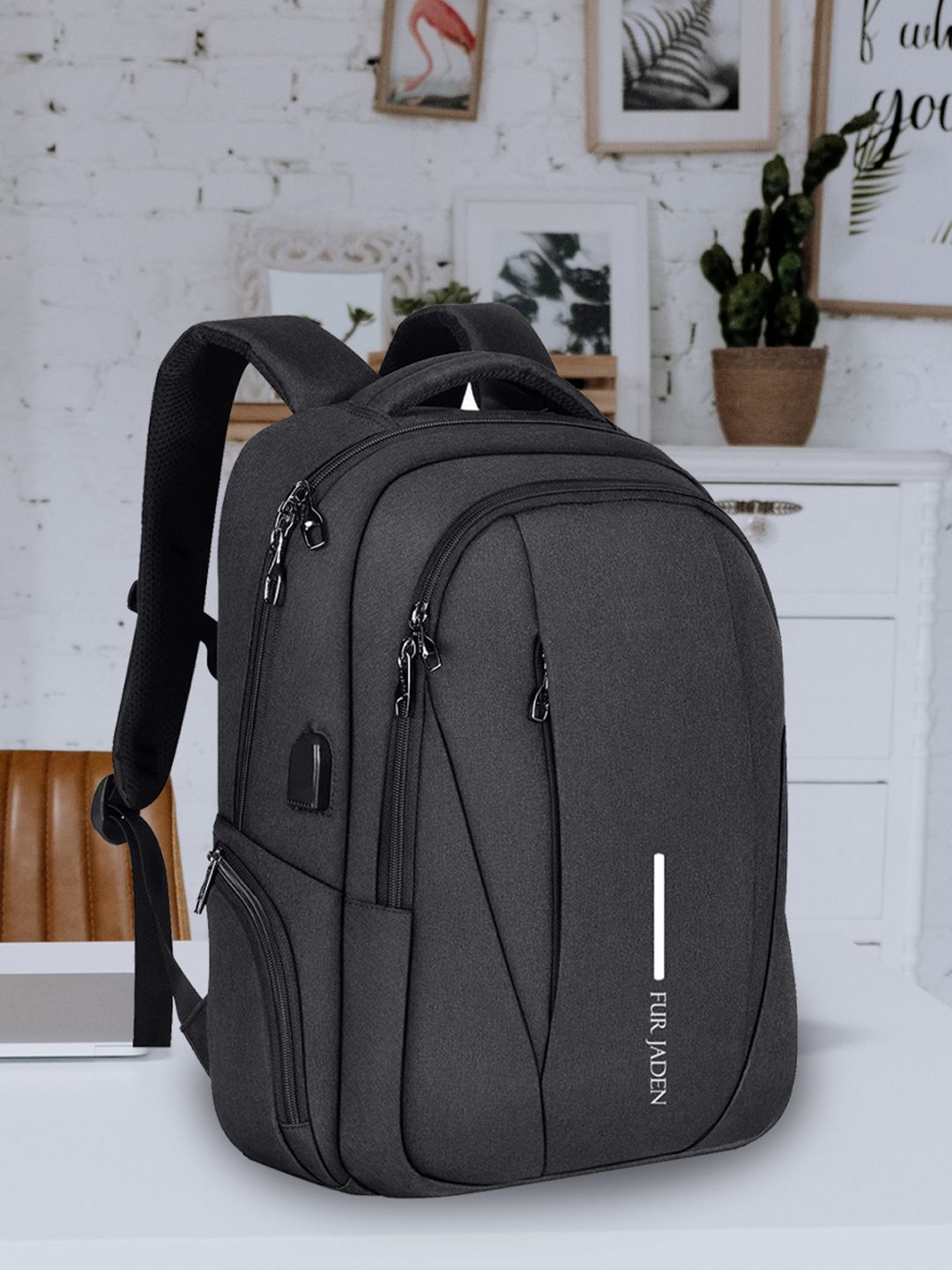 FUR JADEN Unisex Brand Logo Backpack with USB Charging Port-picture-40