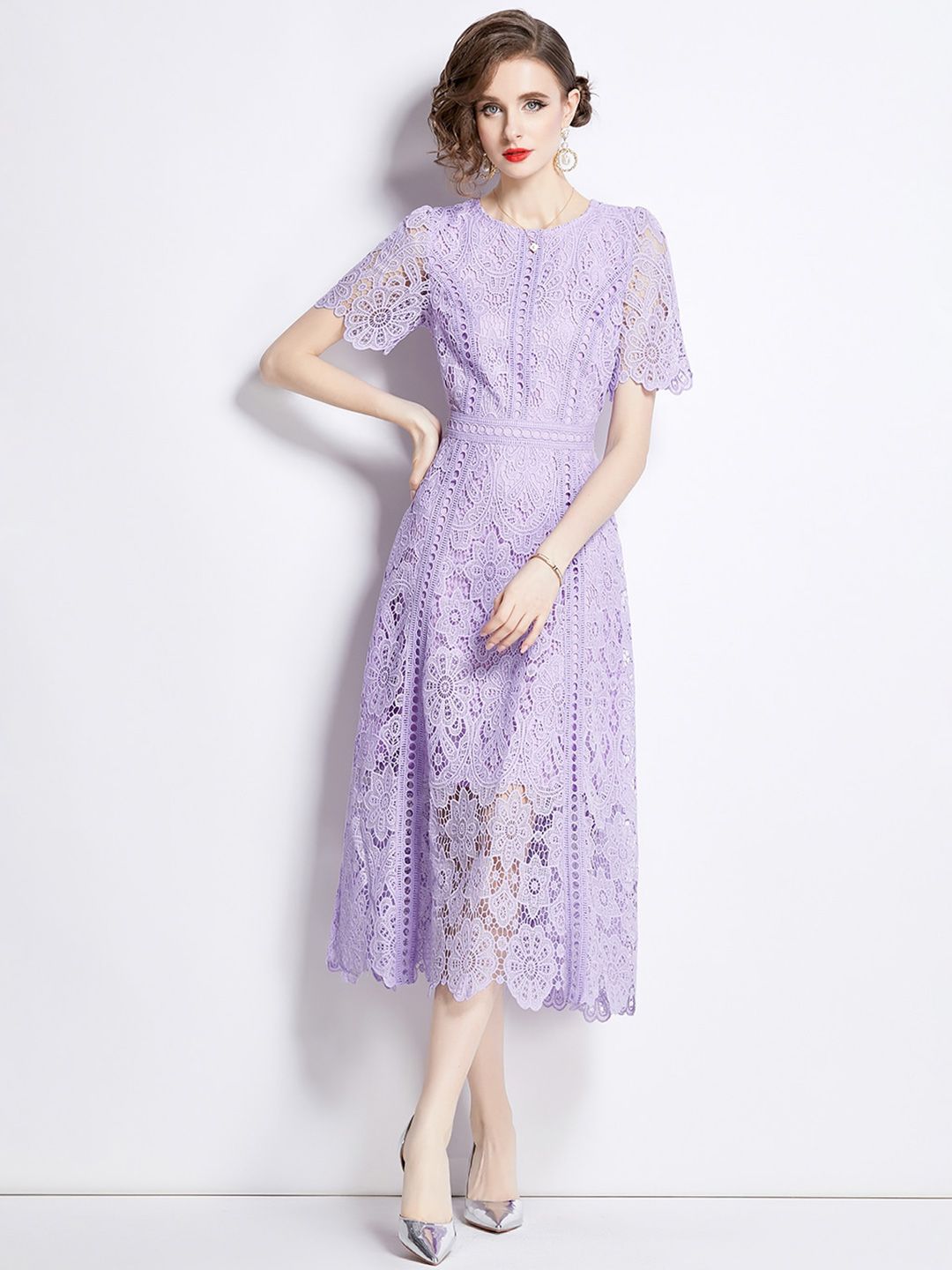 JC Collection Floral Self Design A-Line Midi Dress-picture-16
