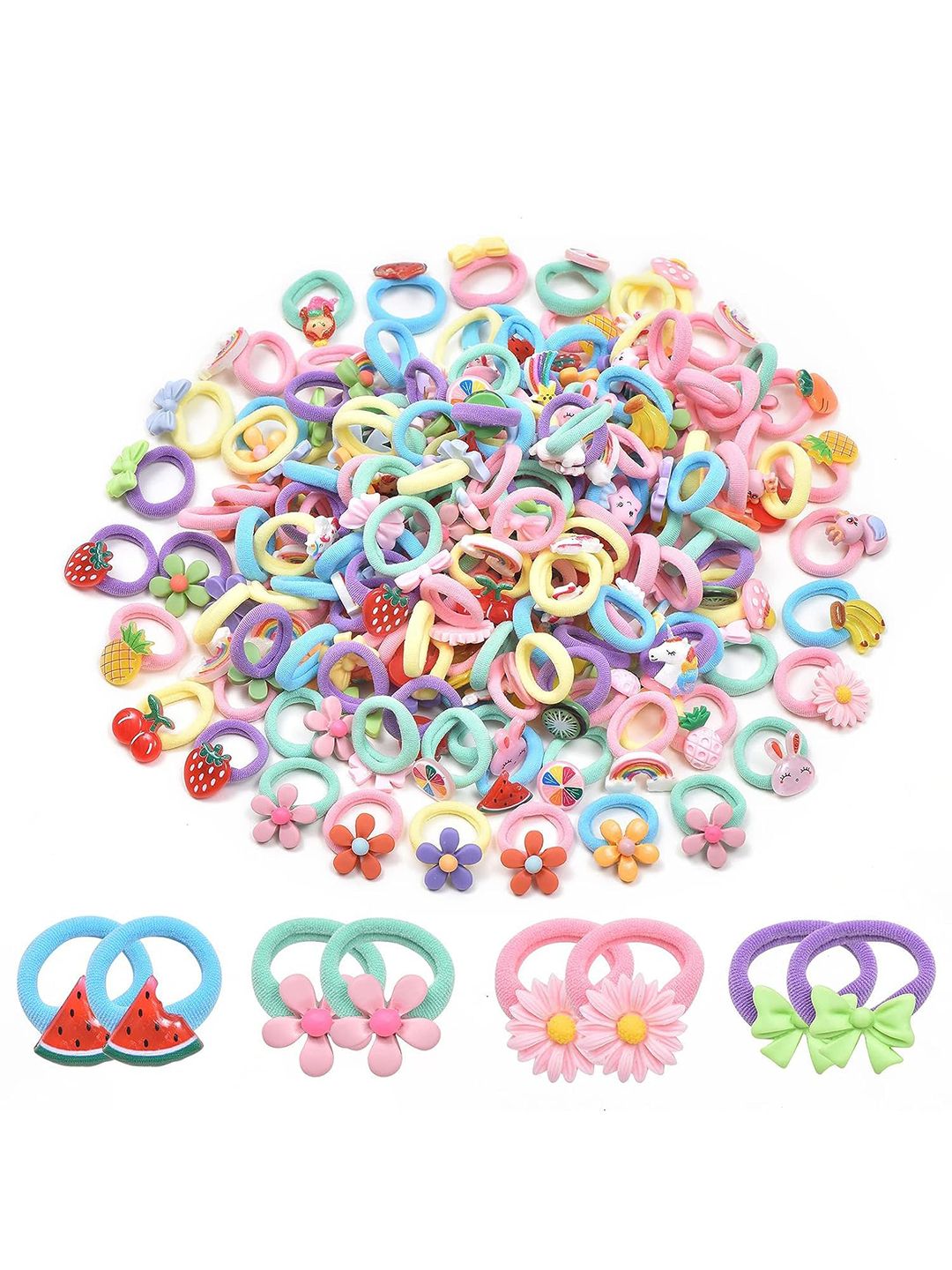 NEOBABY Girls Set Of 40 Embellished Ponytail Holders