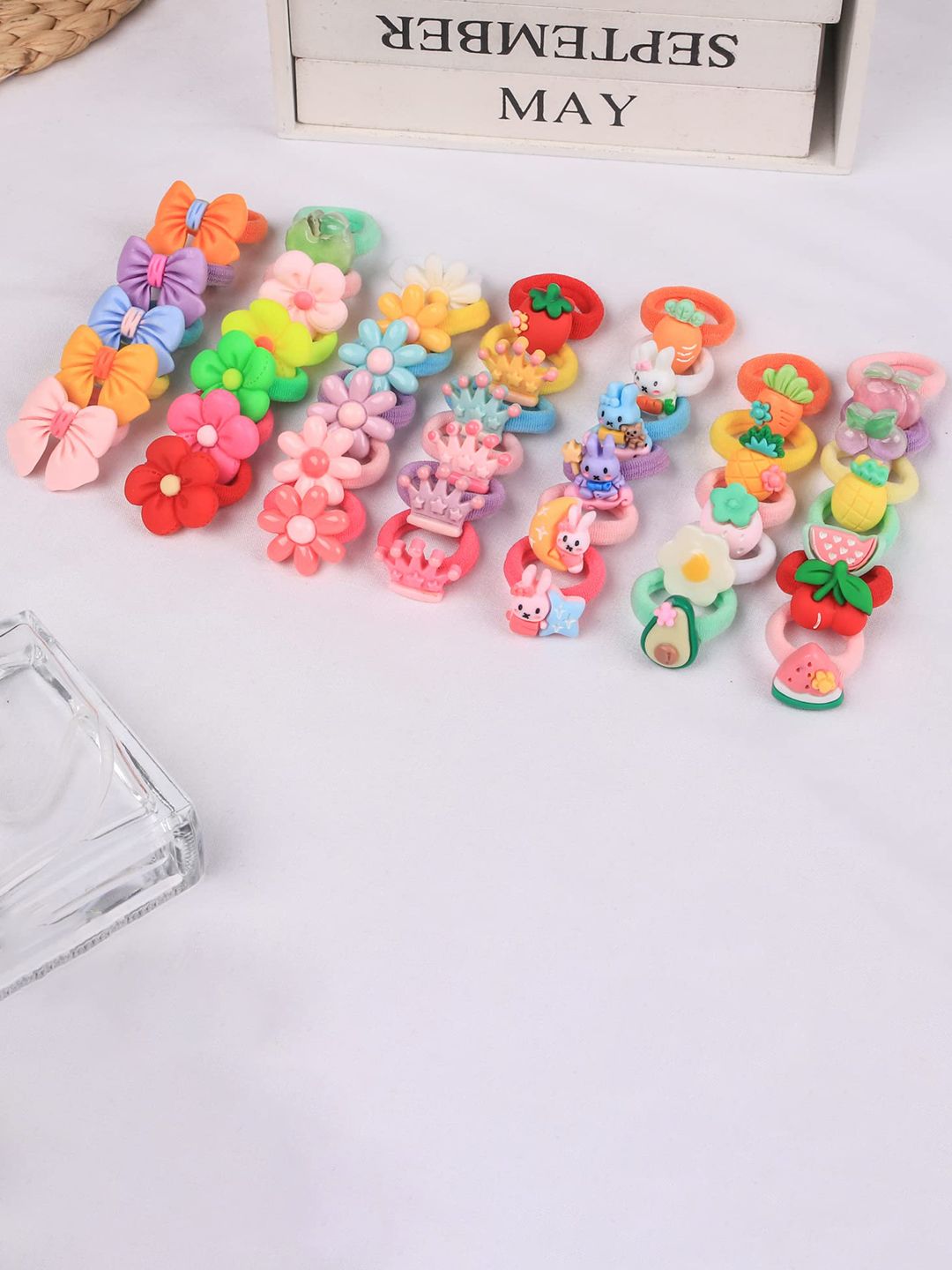 NEOBABY Girls Set Of 24 Embellished Ponytail Holders