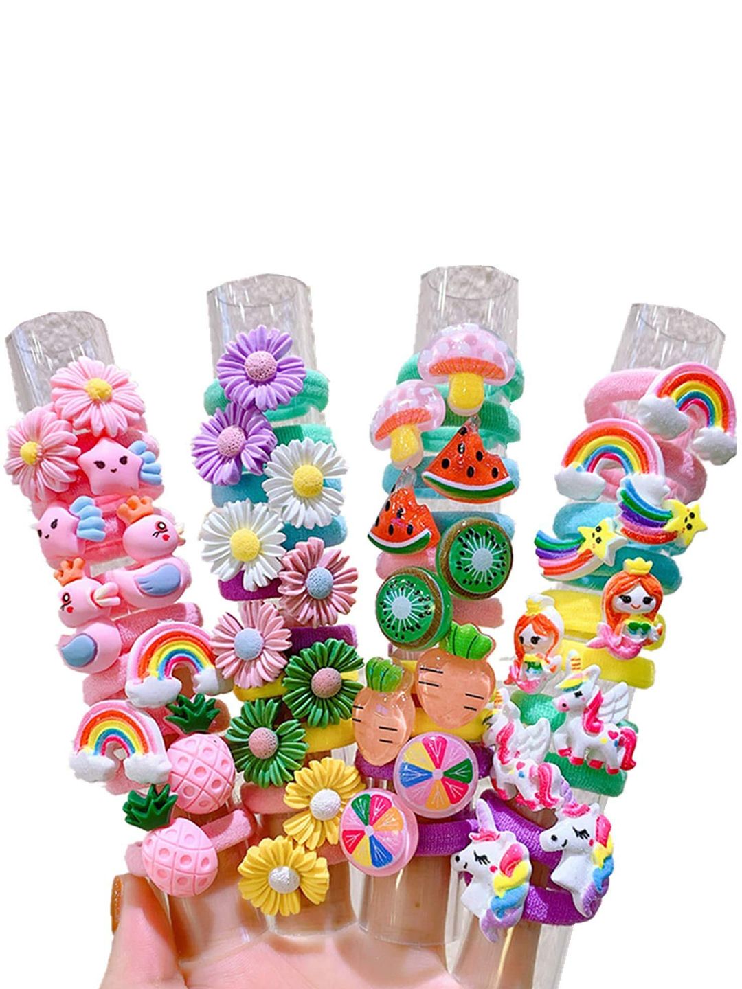 NEOBABY Girls Set Of 60 Embellished Ponytail Holders-picture-48