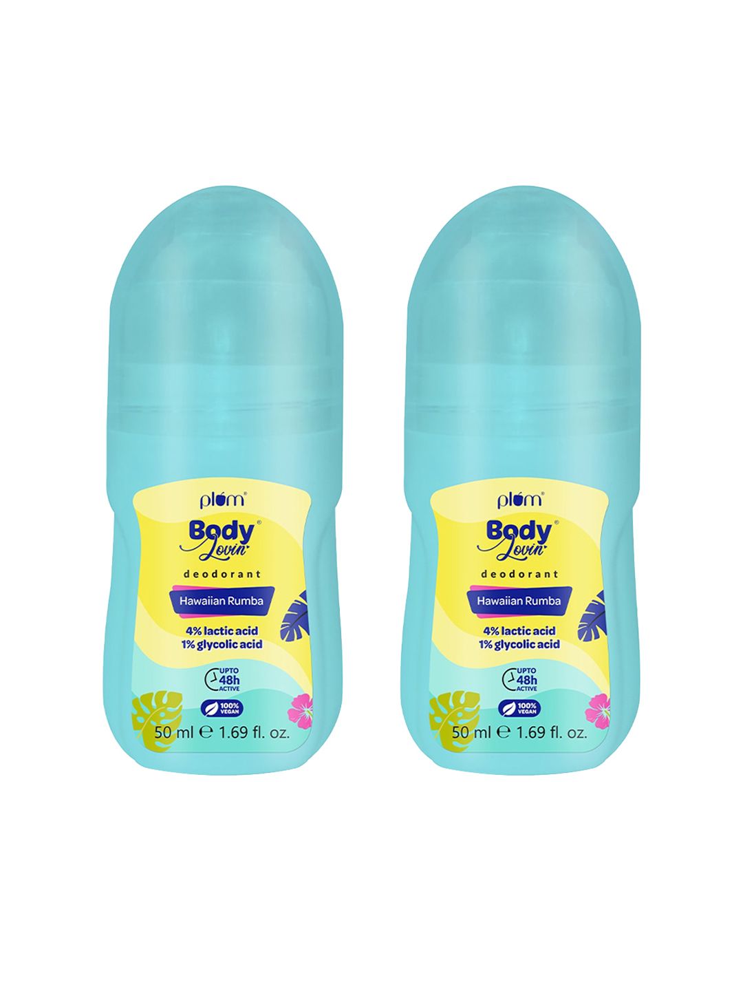 Plum Set of 2 BodyLovin' 48 Hour Odor Control Hawaiian Rumba Deodorant Roll On - 50ml each-image-42