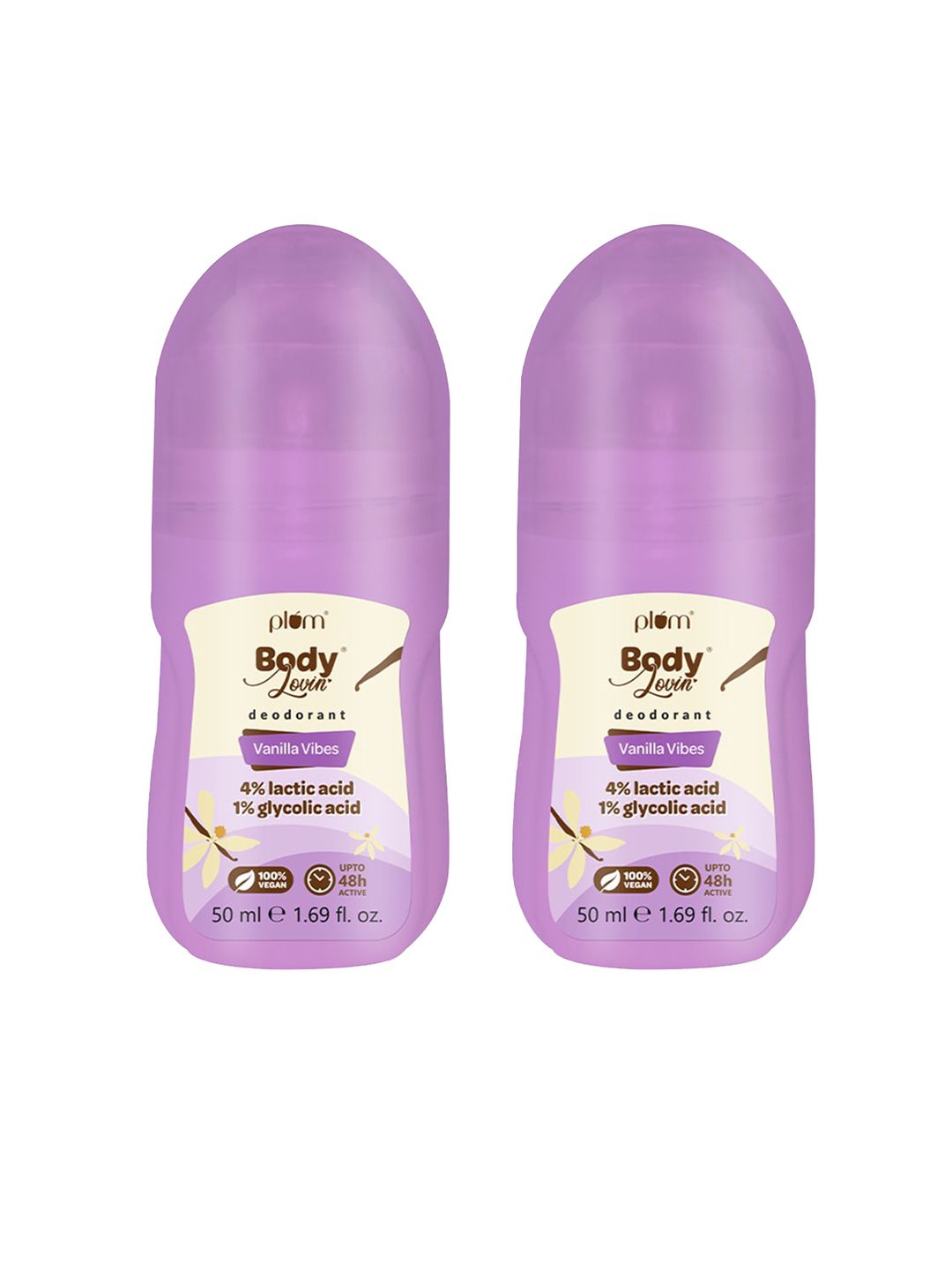 Plum Set of 2 BodyLovin' Vanilla Vibes Deodorant Roll-On To Control Odor - 50ml each-picture-24