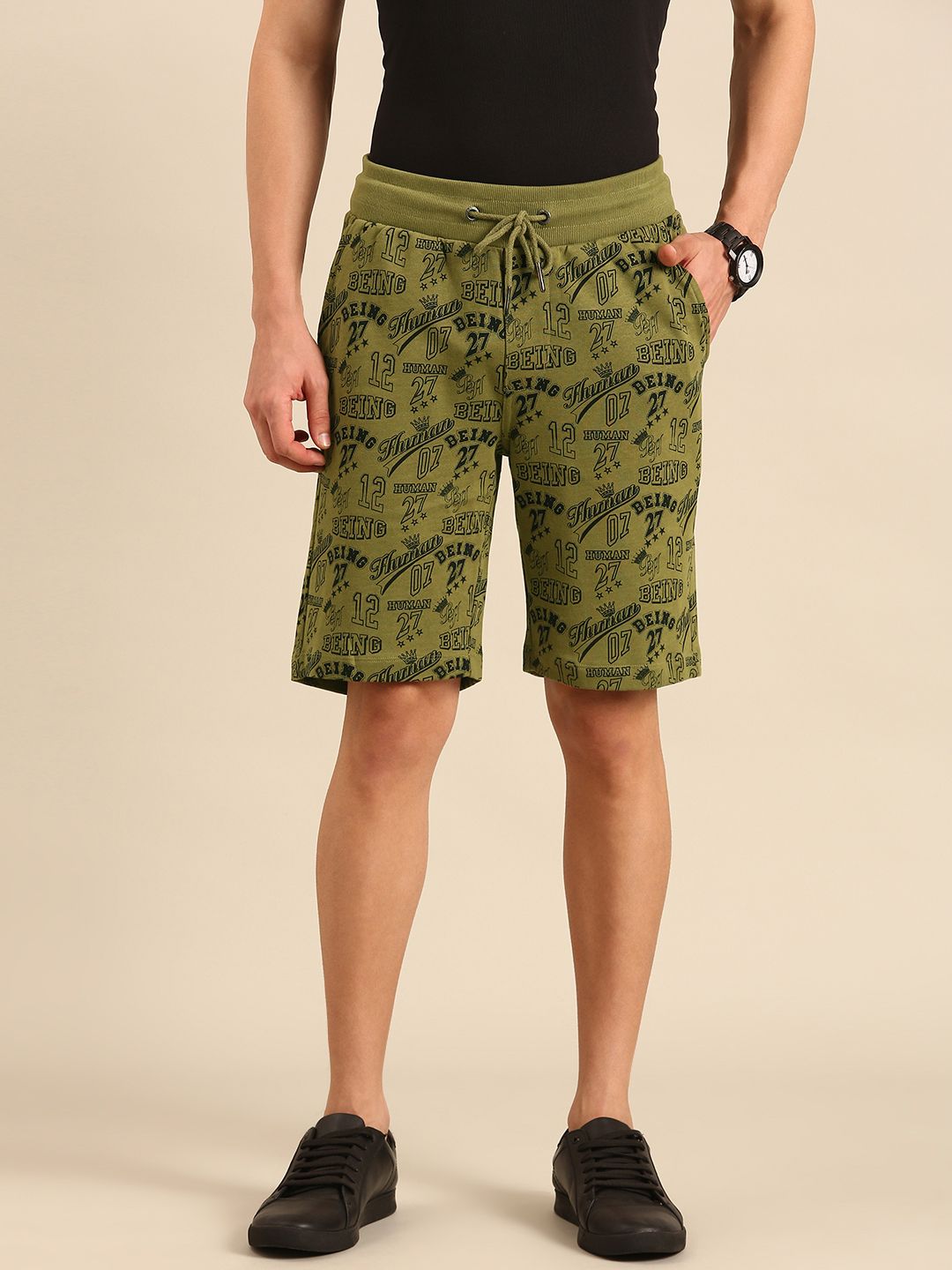 Being Human Men Pure Cotton Typography Printed Regular Shorts-picture-31