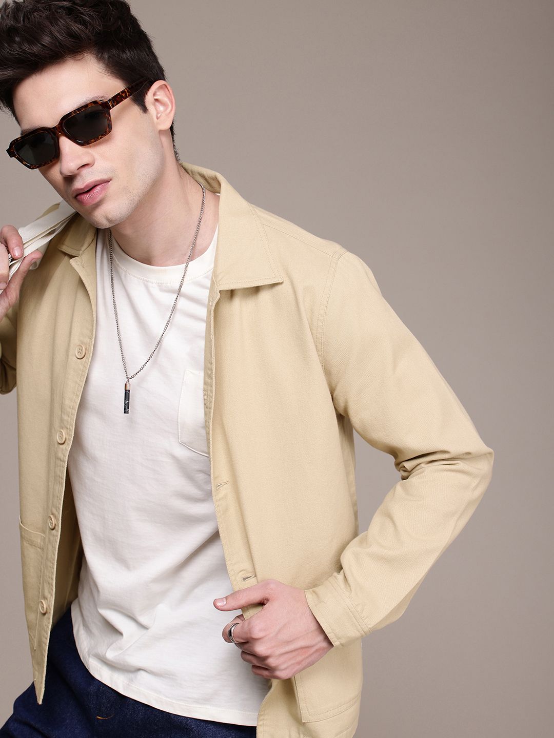 WROGN Spread Collar Pure Cotton Tailored Jacket-image-11