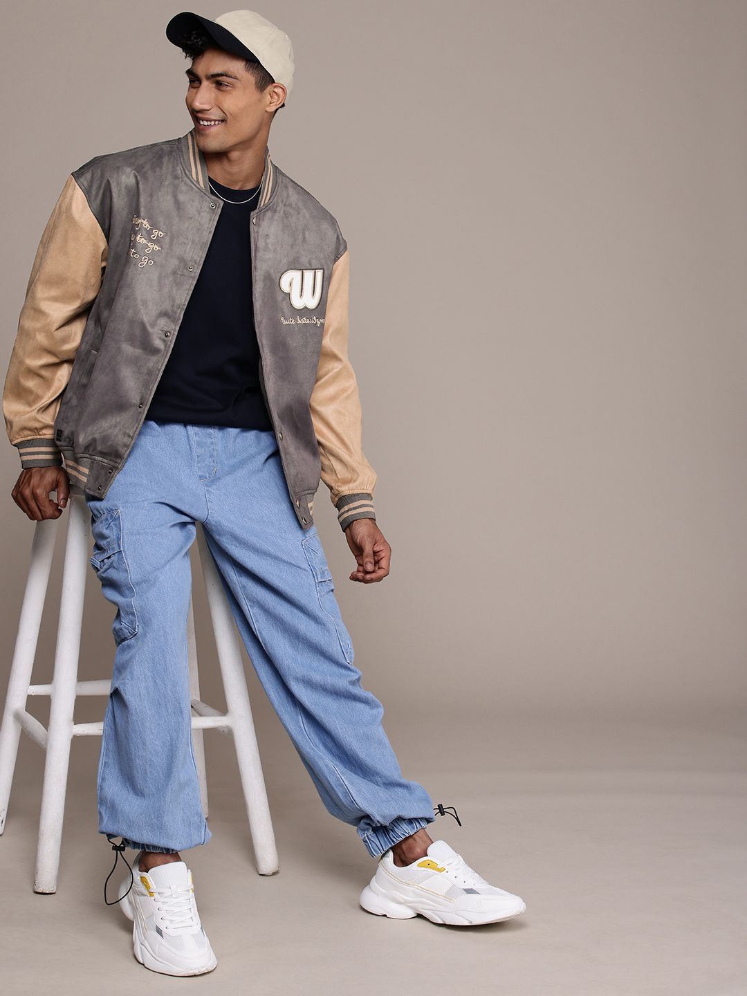 Buy WROGN Typography Embroidered Oversized Varsity Jacket