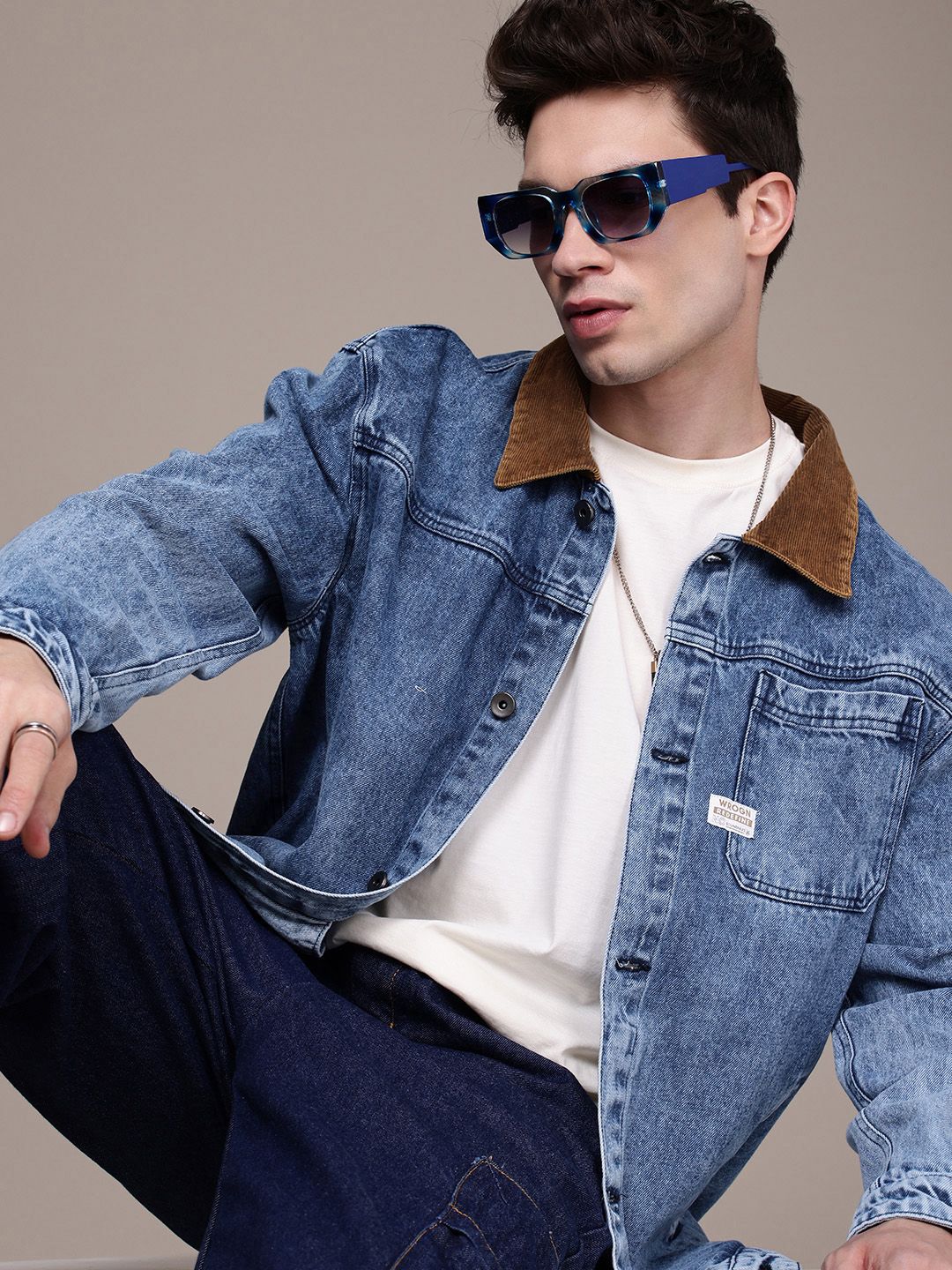 WROGN Spread Collar Pure Cotton Tailored Jacket-image-10