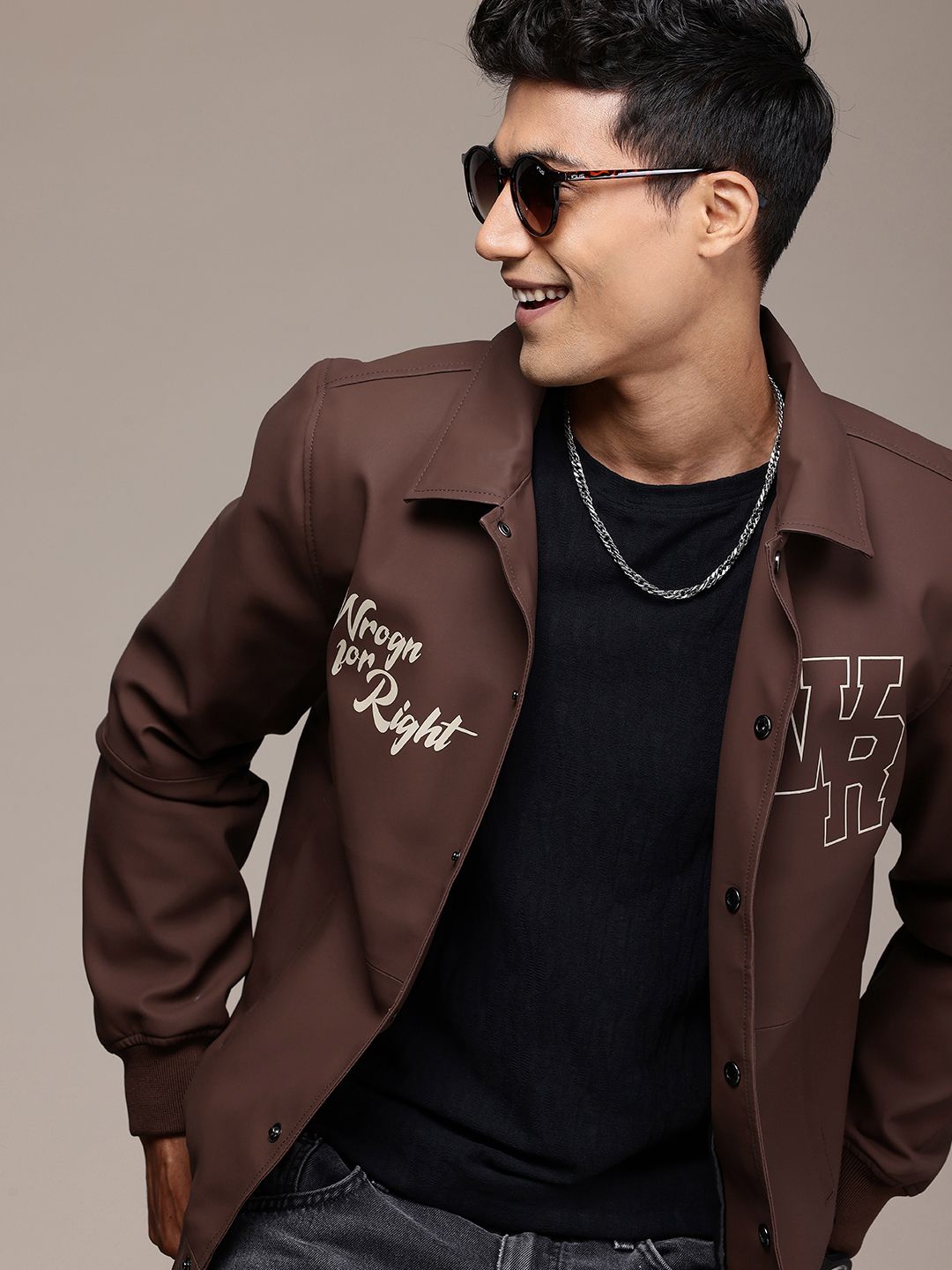 WROGN Spread Collar Typography Bomber Jacket-picture-31