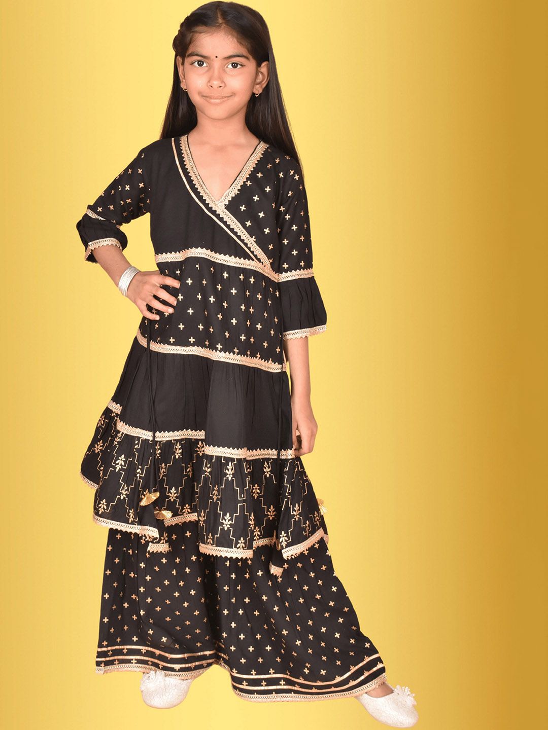 BAESD Girls Printed Regular Gotta Patti A-Line Kurta with Sharara-picture-44