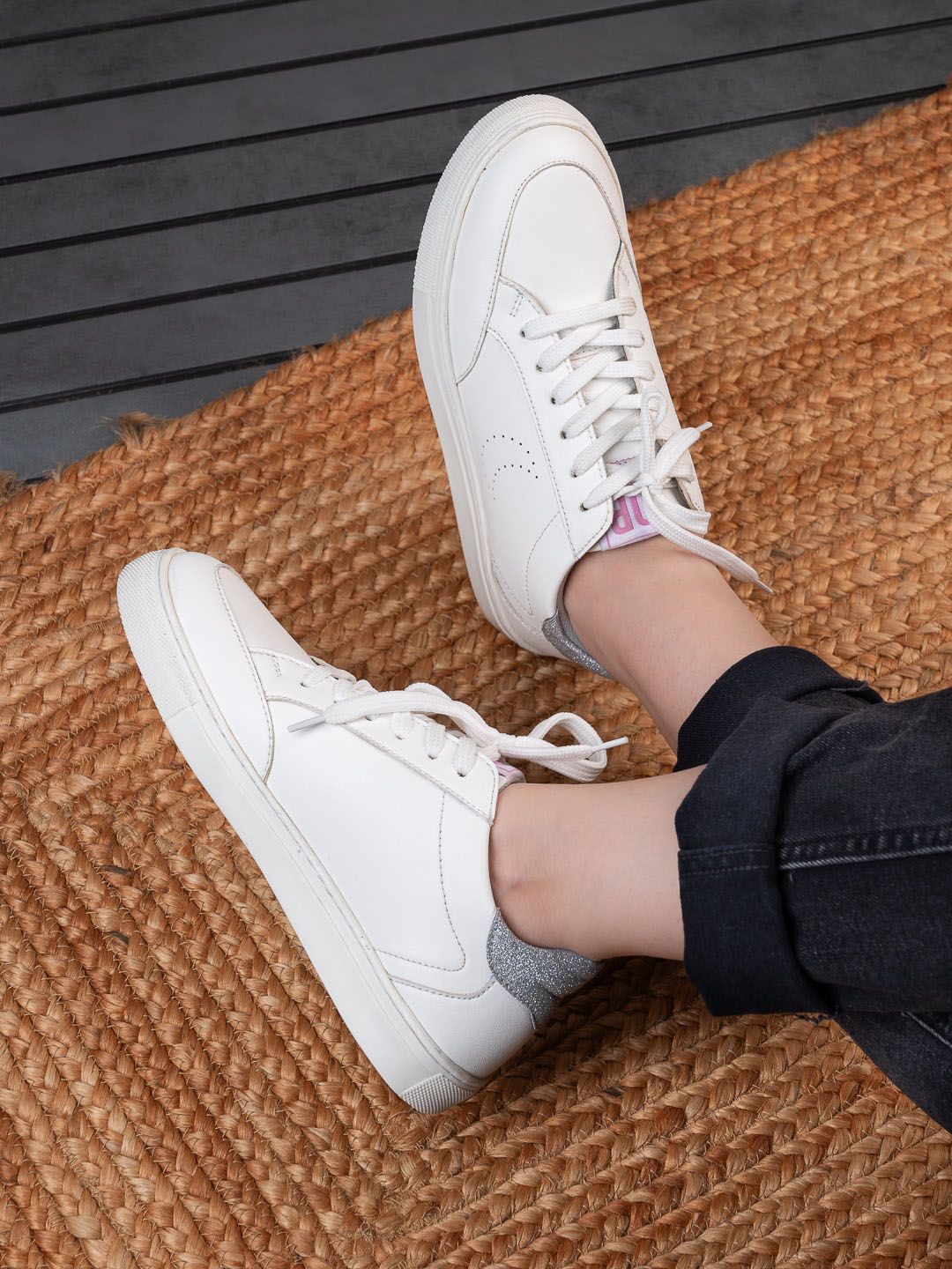 DressBerry Women White Round Toe Lightweight Sneakers-picture-23