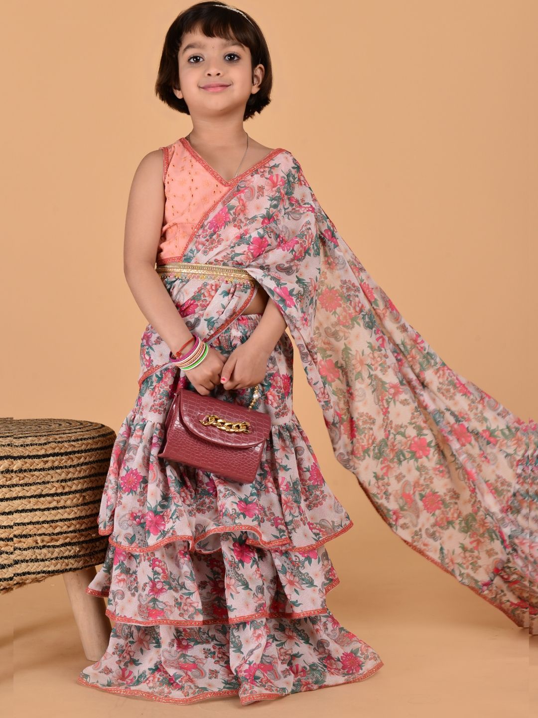 Cutiediva Ethnic Motifs Pure Georgette Ready to Wear Saree-picture-20