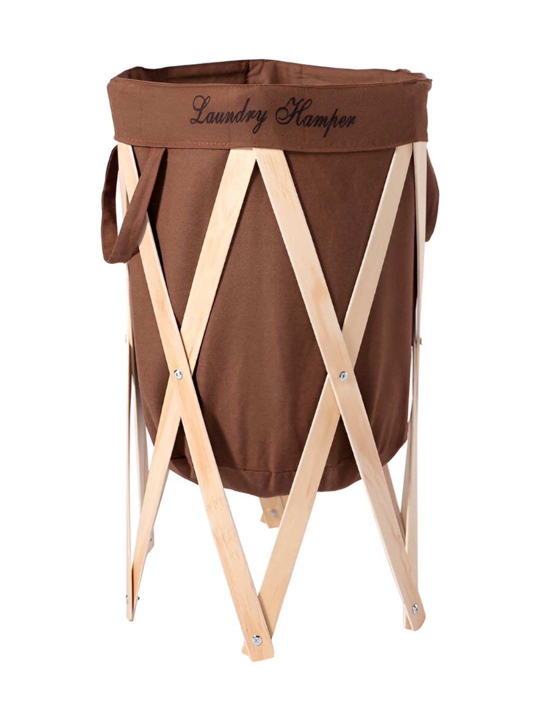 HOKIPO Brown Cotton Laundry Bag With Wooden Stand 80 L-image-32