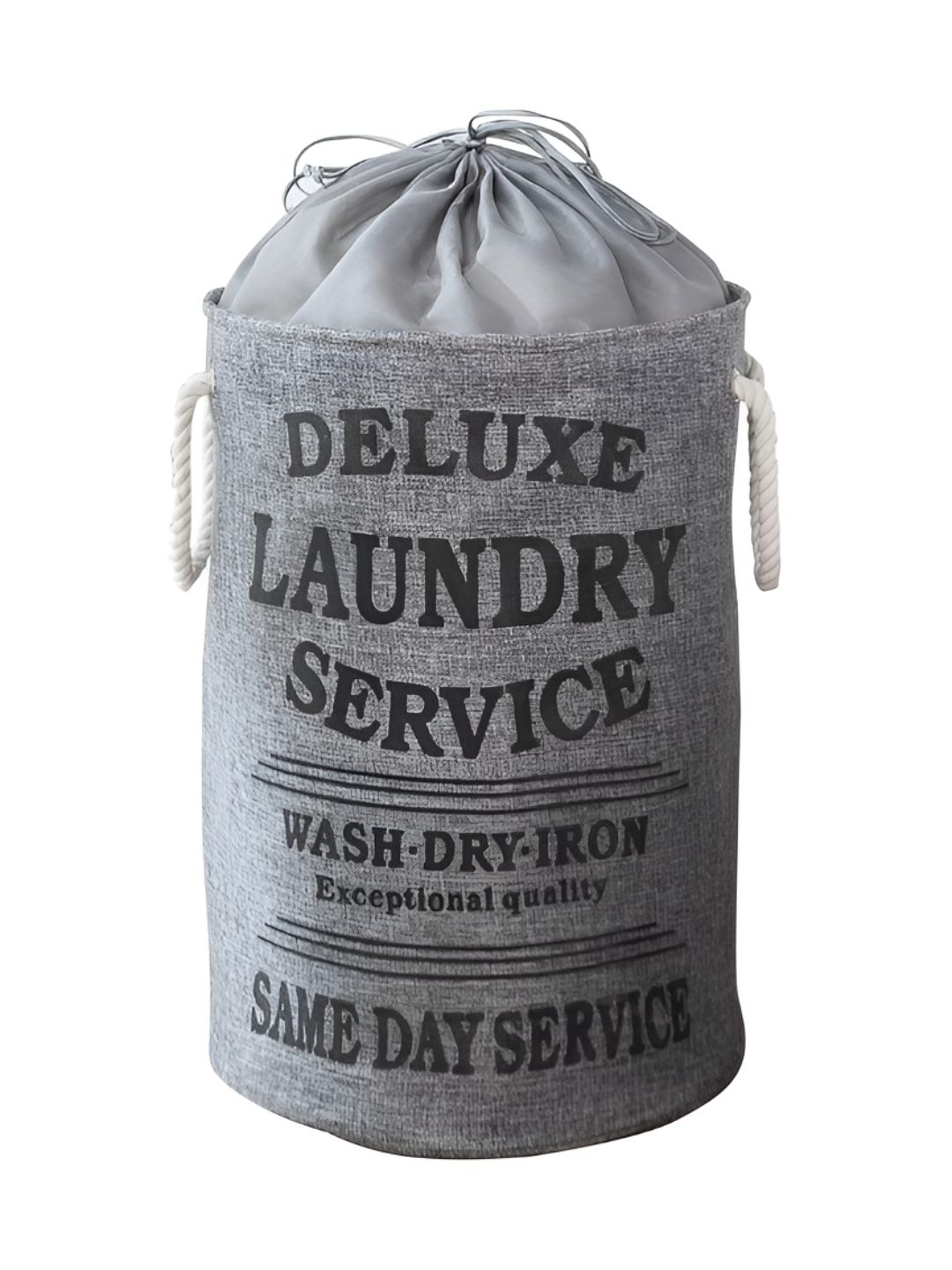 HOKIPO Grey & Black Printed Cotton Laundry Bag-image-4
