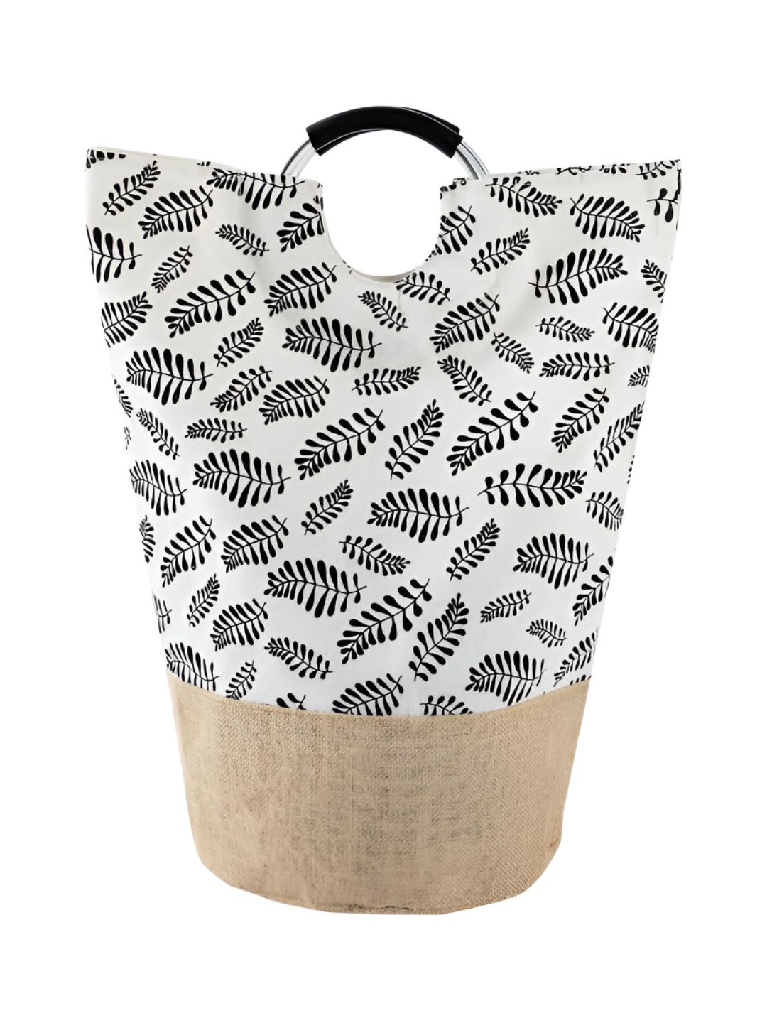 HOKIPO White & Black Floral Printed Cotton Laundry Bag