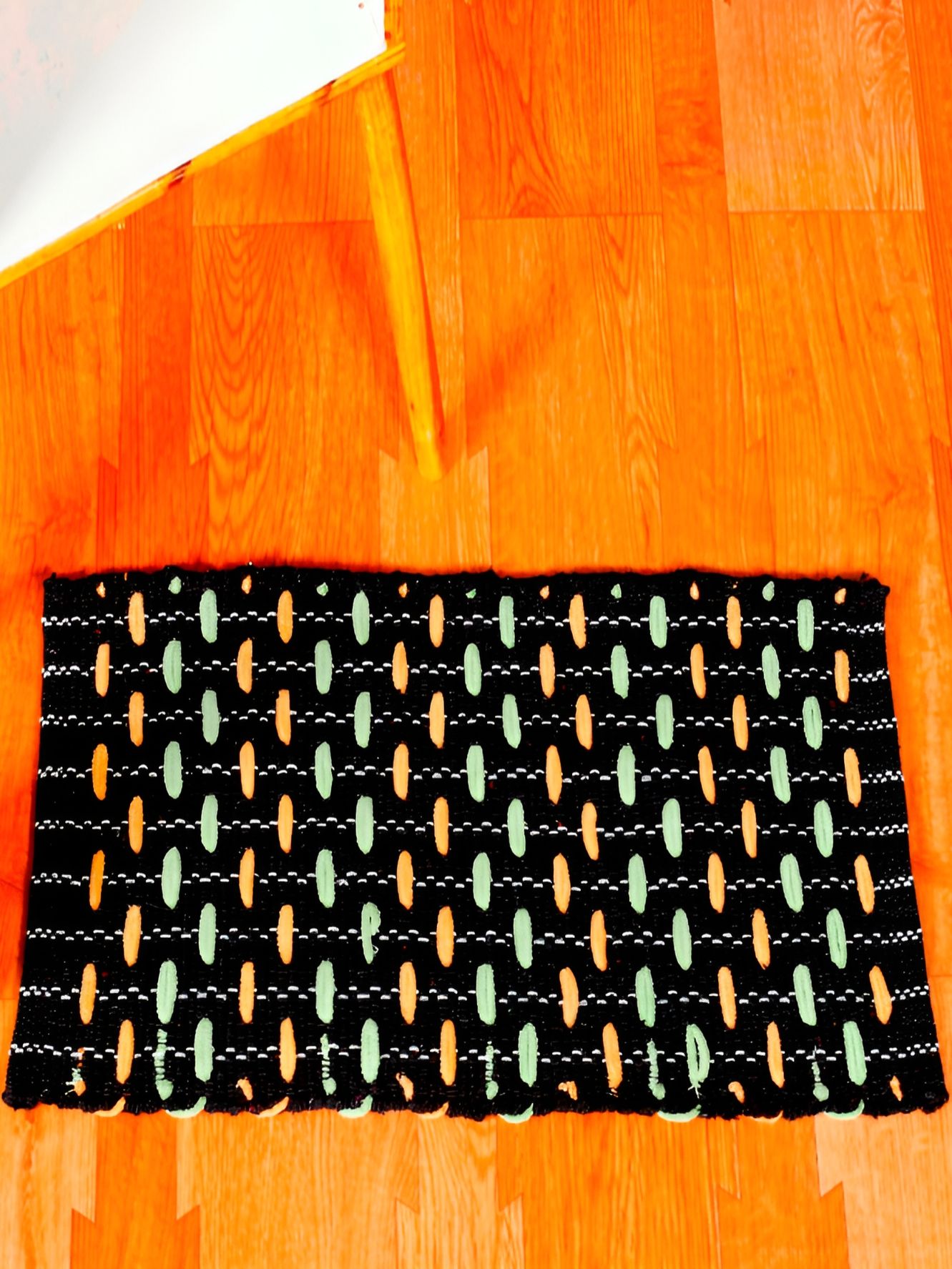 HANDICRAFT PALACE Yellow & Green Cotton Rectangular Non-Slip Doormat-picture-31