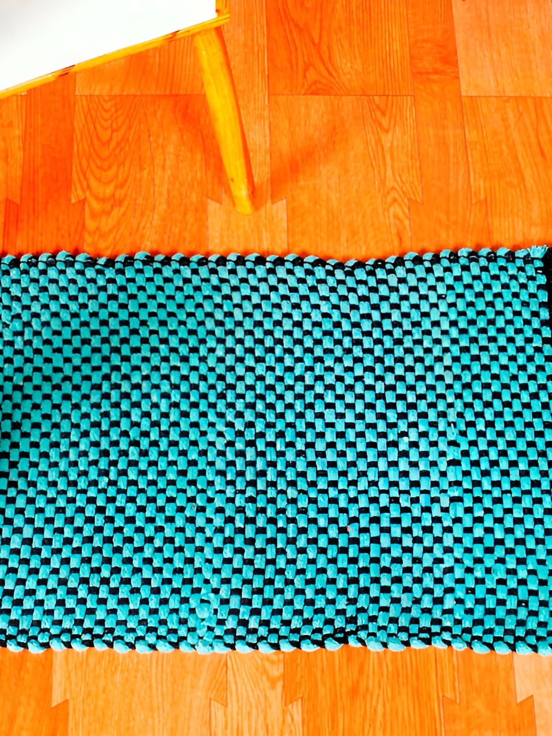 HANDICRAFT PALACE Turquoise Blue & Black Cotton Rectangular Non-Slip Doormat-picture-12
