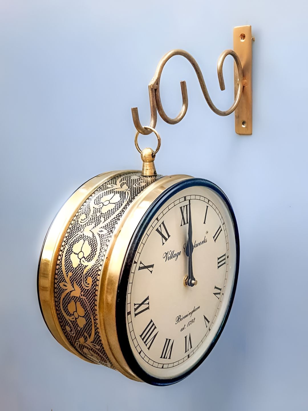 apka mart Brown Textured Vintage Round Wall Clock-image-13