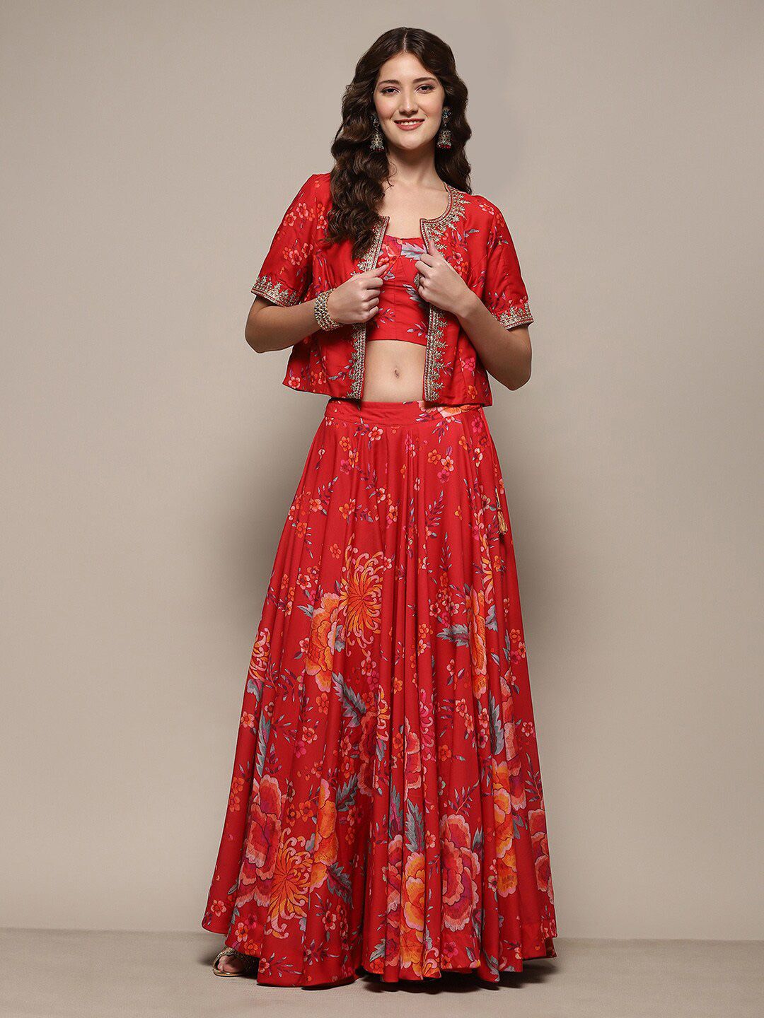 Biba Printed Ready to Wear Lehenga With Blouse & Koti-image-13