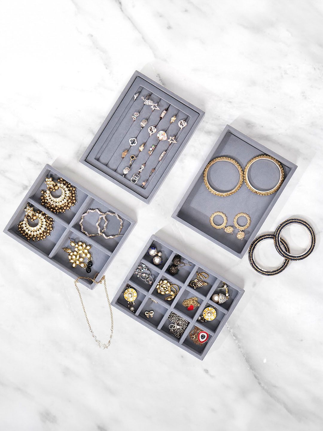 La Trove Grey 4 Pieces Regular Jewellery Organiser-image-33