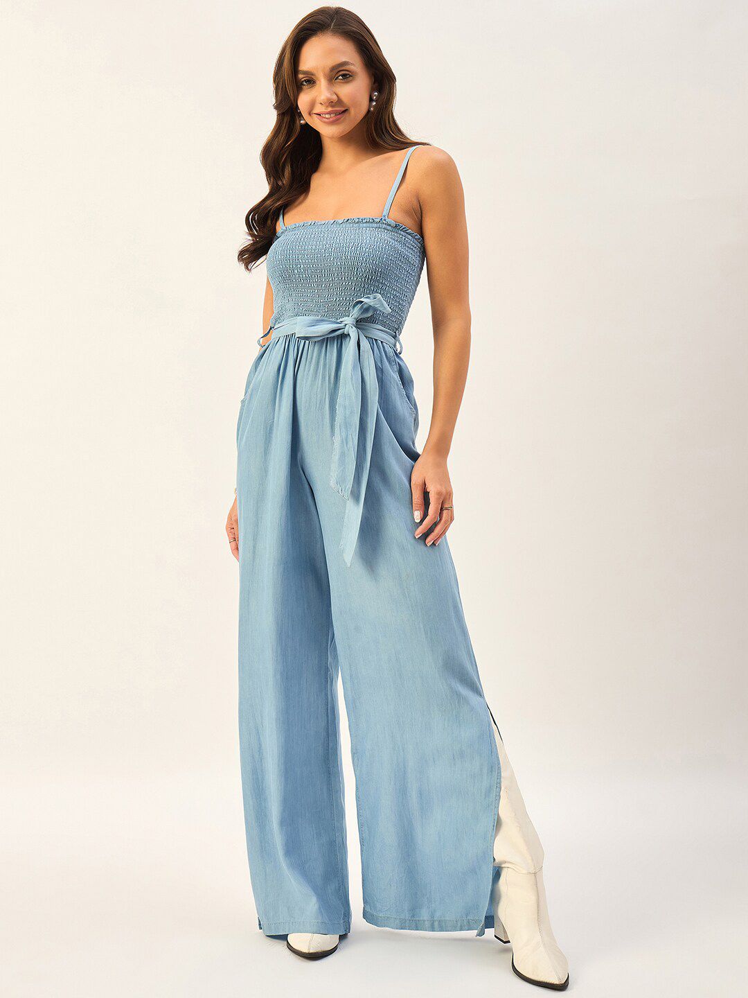 DRAPE AND DAZZLE Shoulder Straps Tencel Basic Jumpsuit