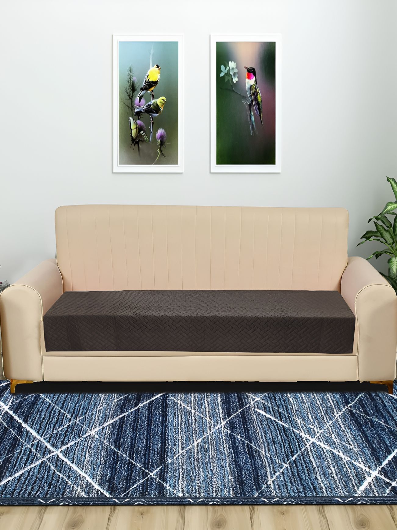RRC Brown Solid Velvet 3 Seater Sofa Cover-image-46